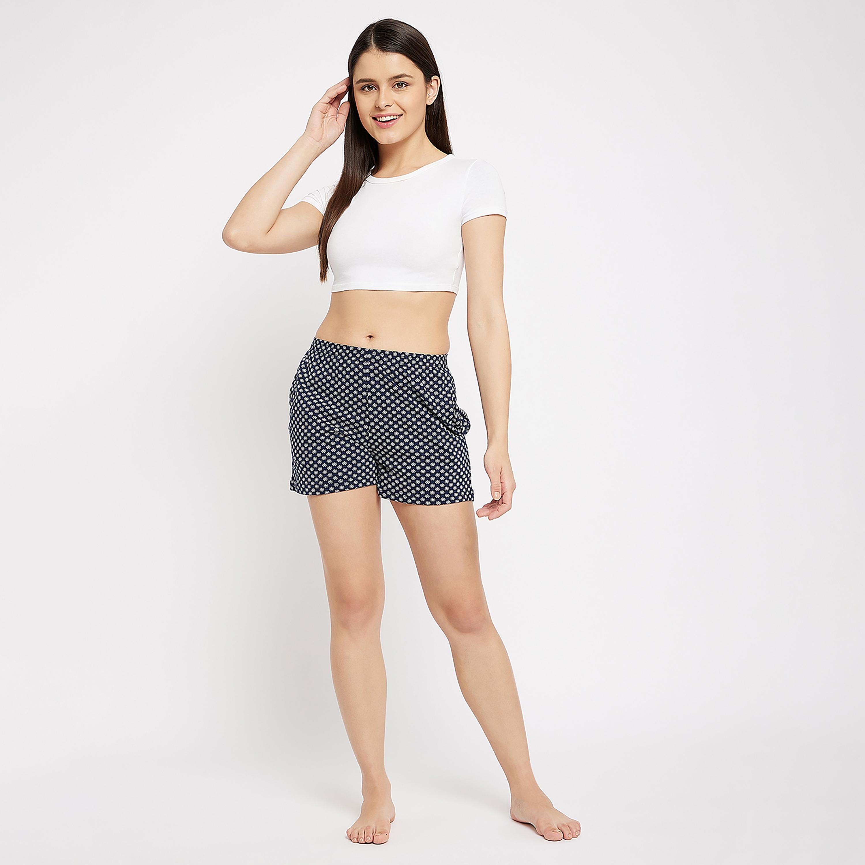 Clovia Floral Boxer Shorts with Side Pockets-women-clothing-nightwear-pyjamas-bottoms-image-3