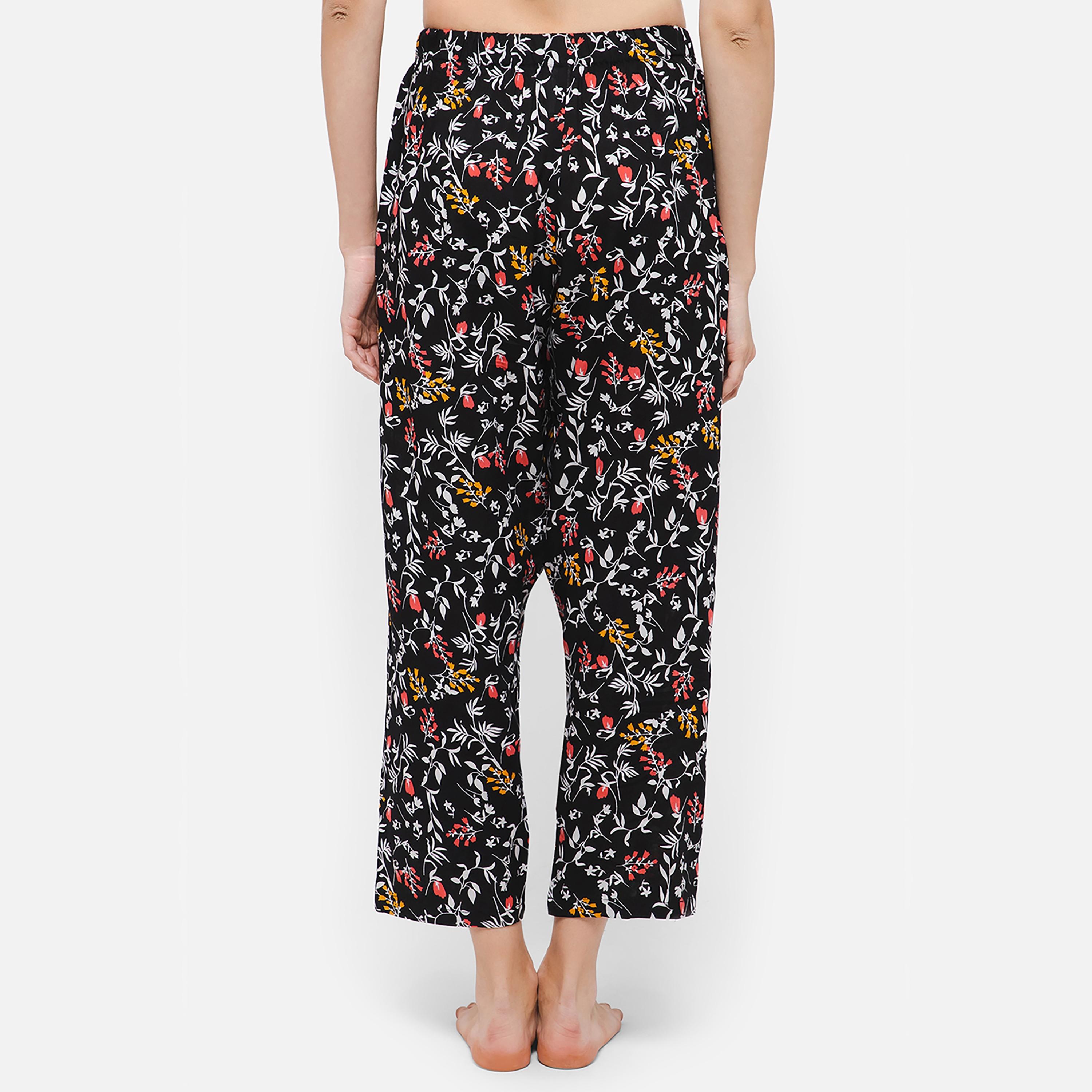 بيجامة نسائية من كلوفيا بريتي فلورالز باللون الأسود - رايون-women-clothing-nightwear-pyjamas-bottoms-image-5