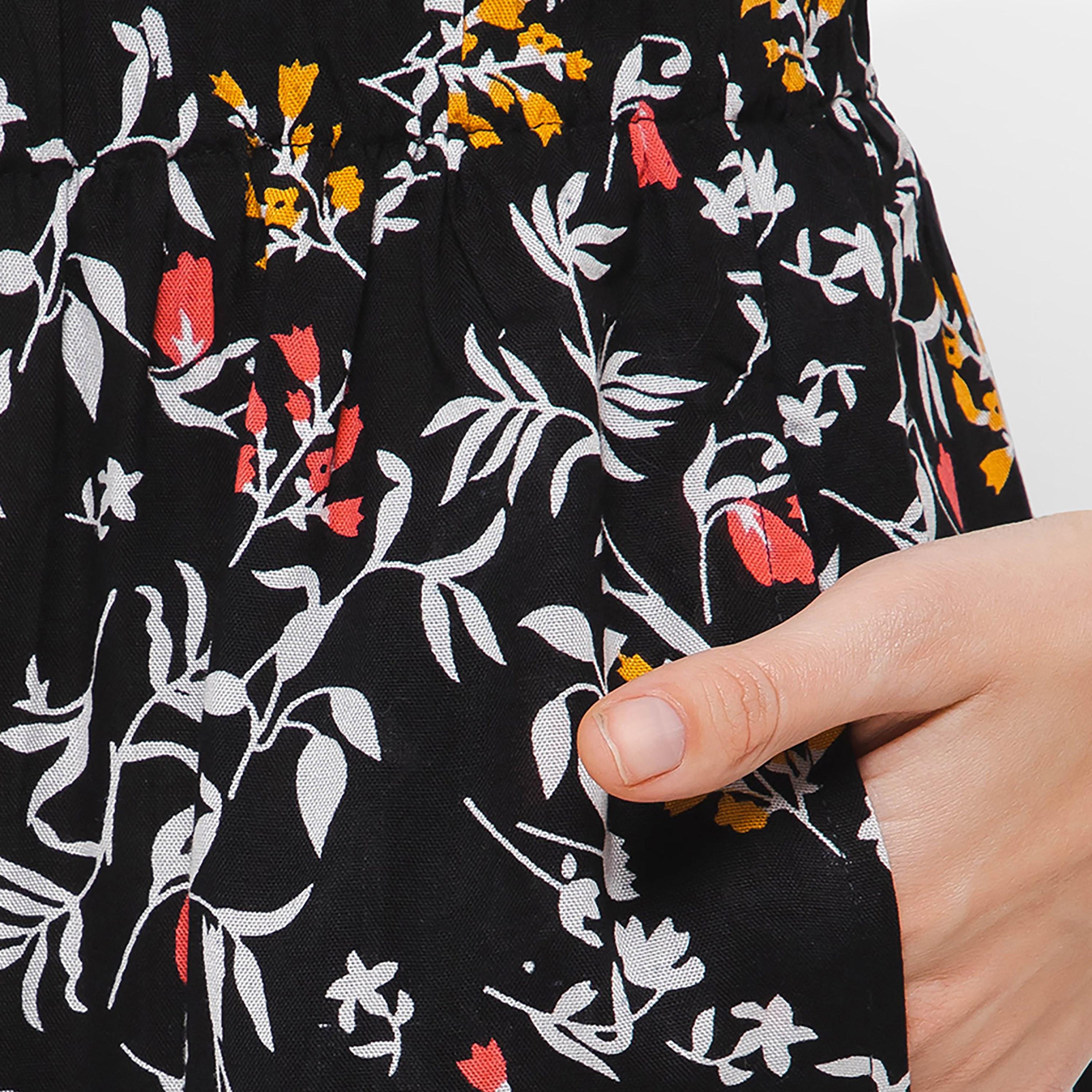 Clovia Pretty Florals Women's Pyjama in Black - Rayon-women-clothing-nightwear-pyjamas-bottoms-image-6