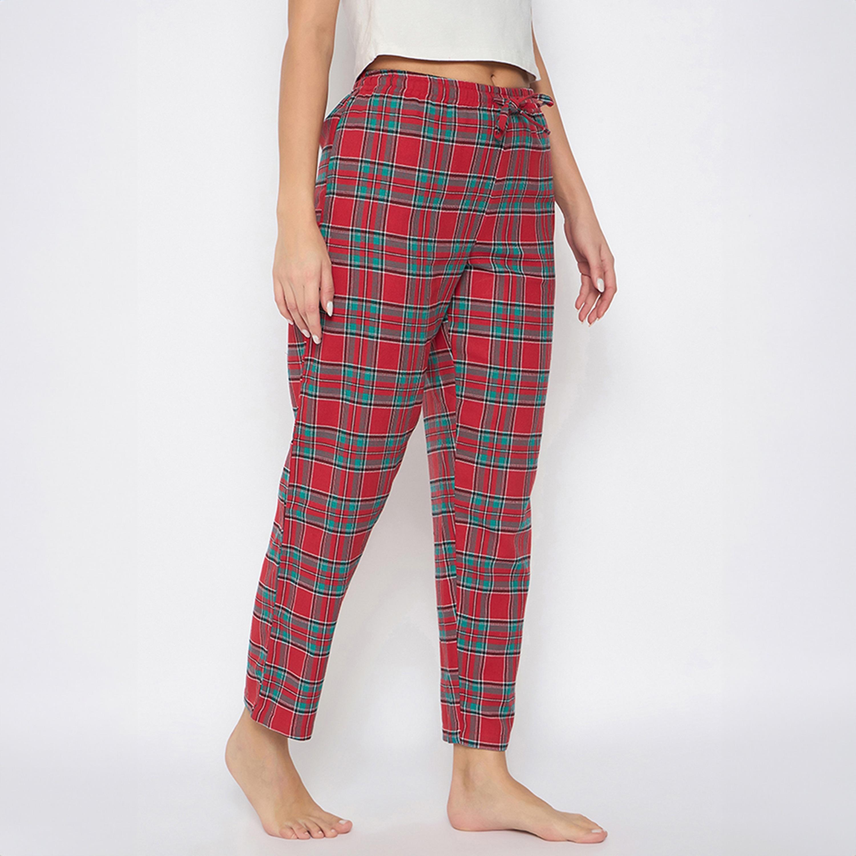 Clovia Classic Checkered Women's Pyjama in Red - Cotswool-women-clothing-nightwear-pyjamas-bottoms-image-3