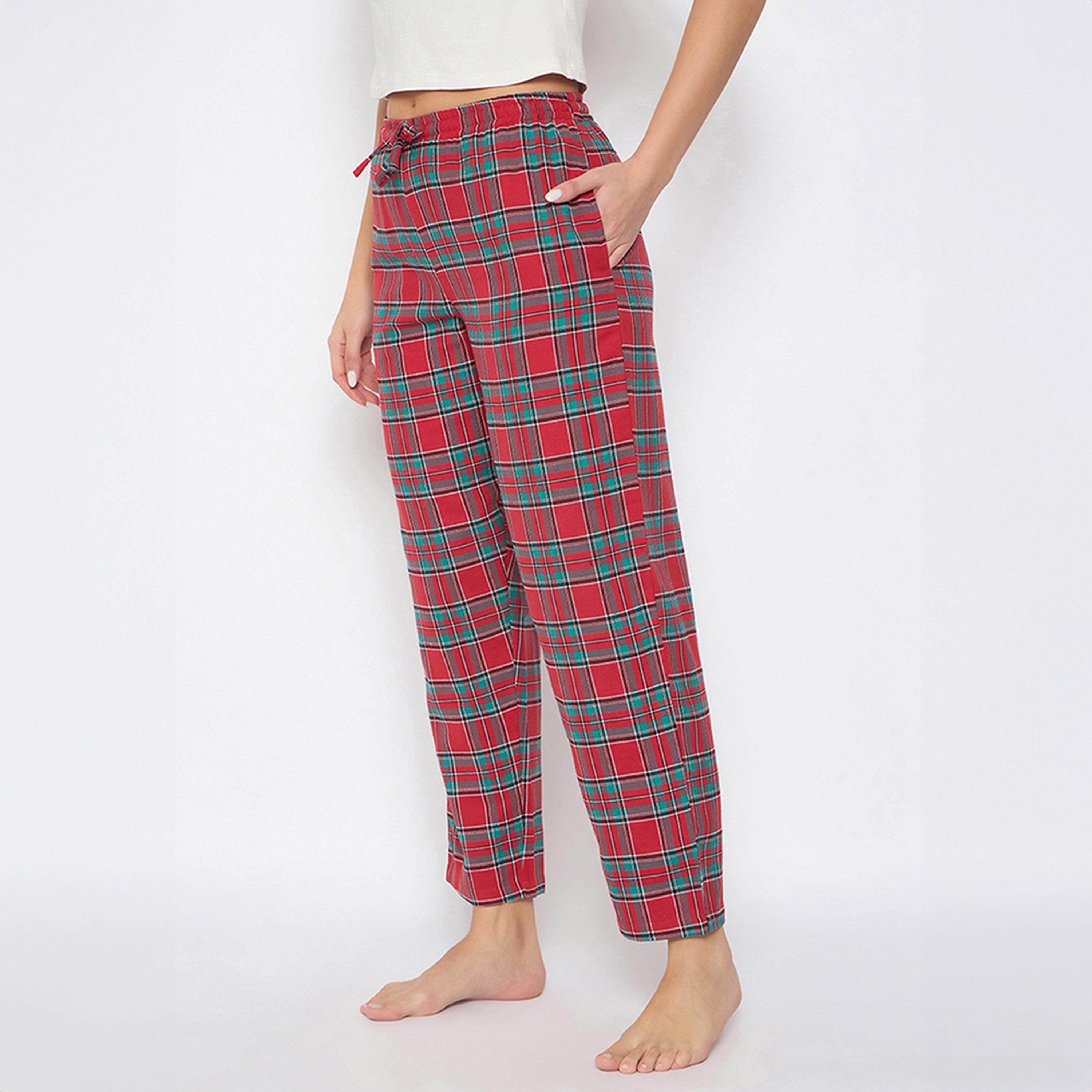 Clovia Classic Checkered Women's Pyjama in Red - Cotswool-women-clothing-nightwear-pyjamas-bottoms-image-4