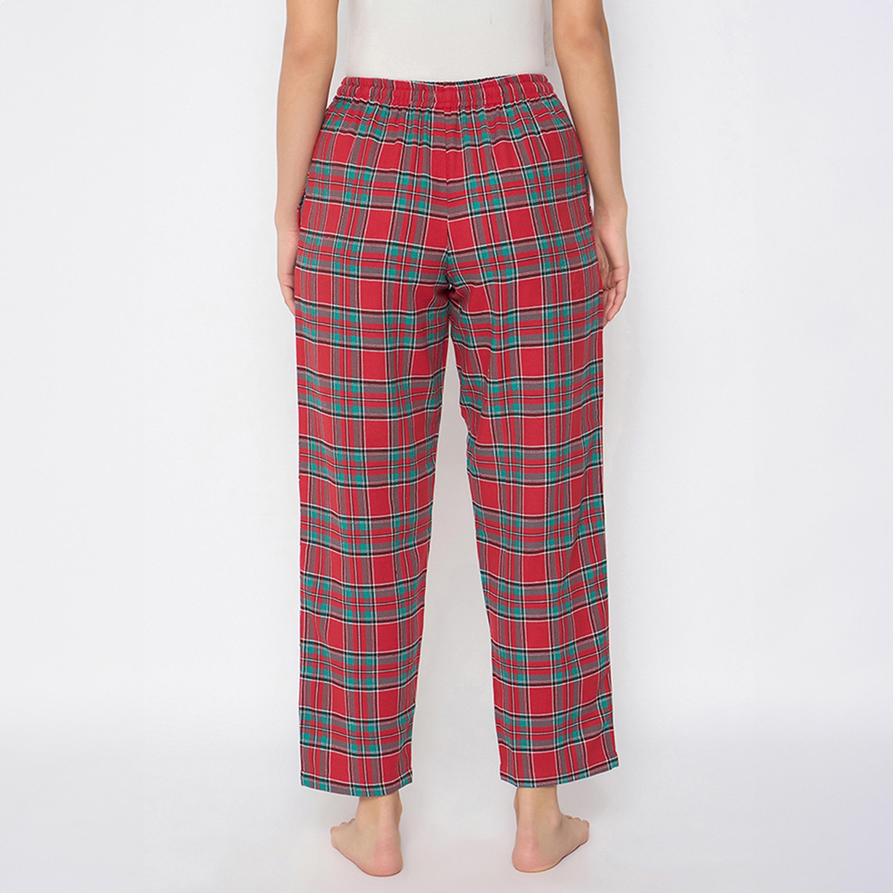 بيجامة كلاسيكية كاروهات - كوتسول أحمر من كلوفيا-women-clothing-nightwear-pyjamas-bottoms-image-5