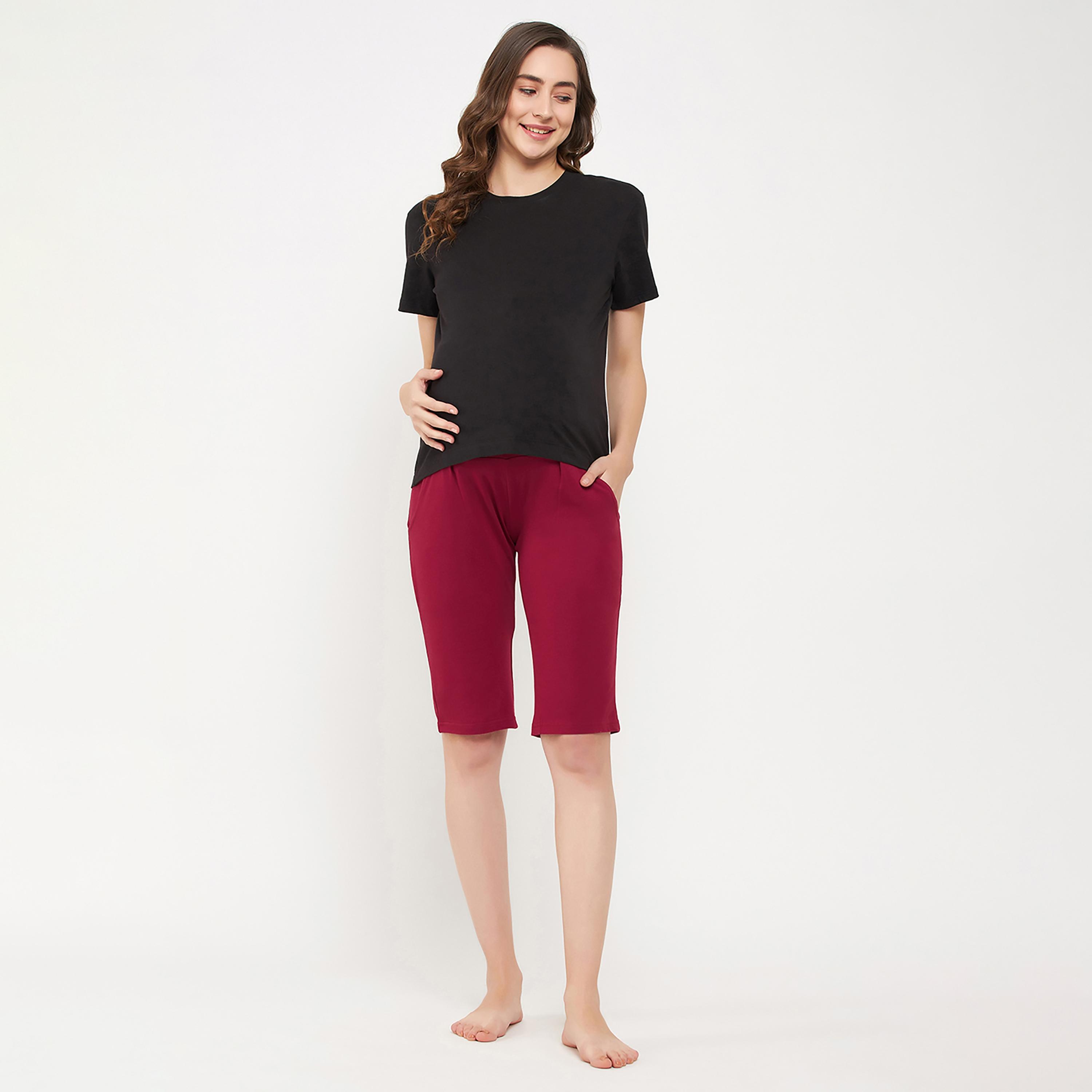 Clovia Chic Basic Maternity Women's Shorts - Cotton-women-clothing-maternity-nightwear-image-2