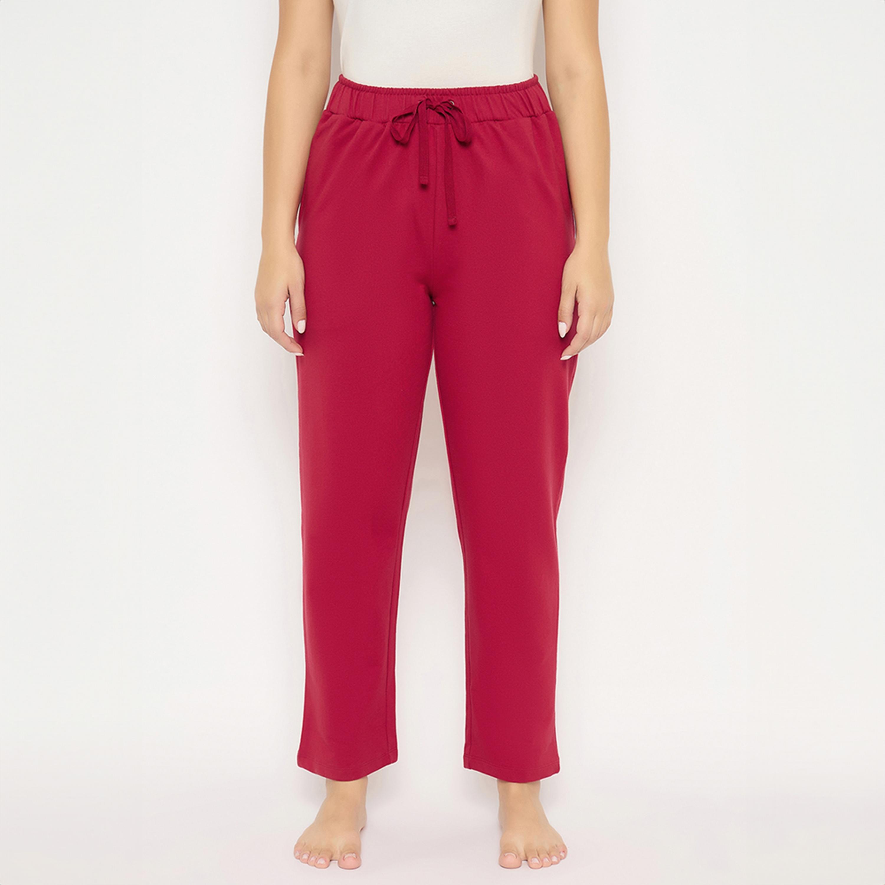 Clovia Chic Basic Women's Pyjama in Maroon - Cotton-women-clothing-nightwear-pyjamas-bottoms-image-1