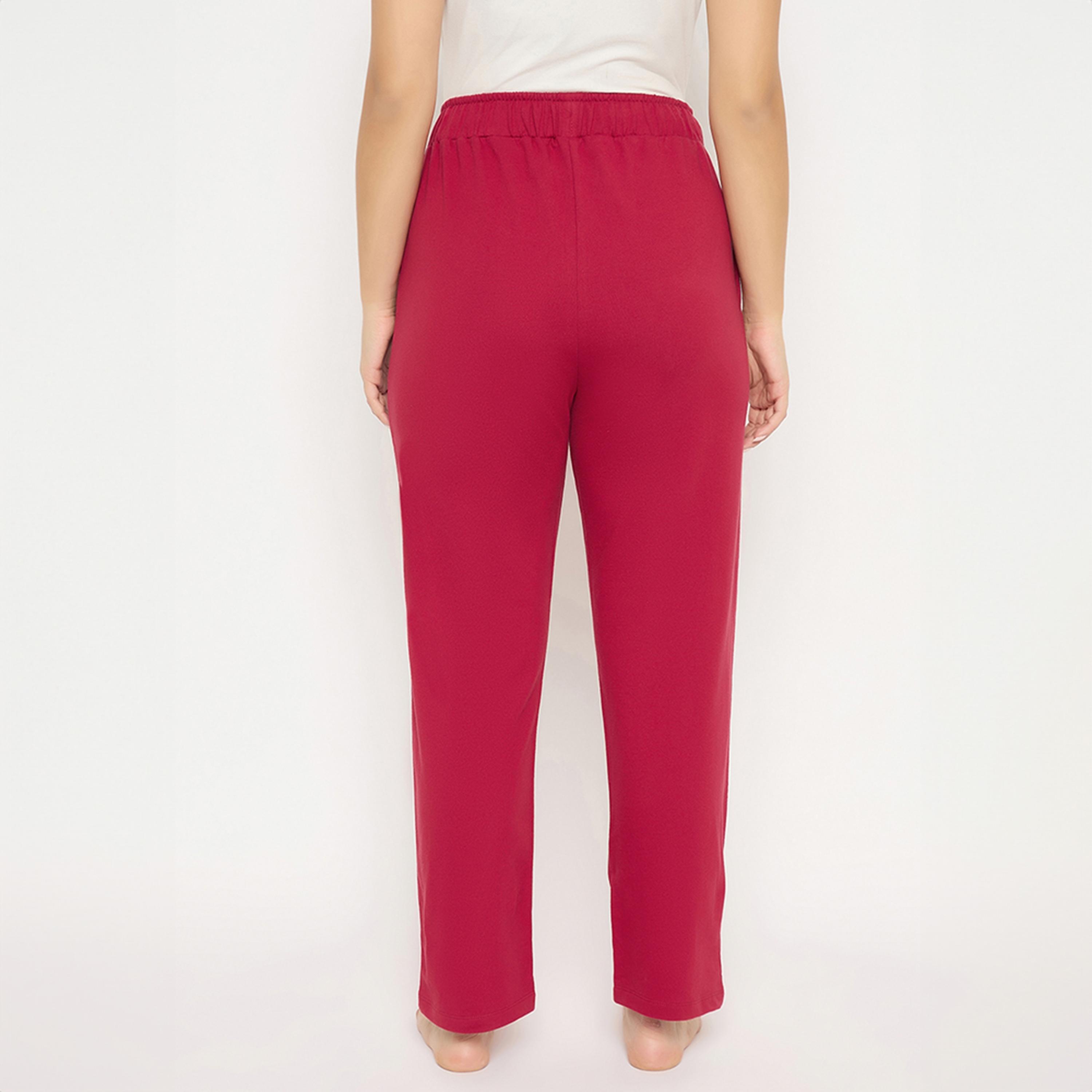 Clovia Chic Basic Women's Pyjama in Maroon - Cotton-women-clothing-nightwear-pyjamas-bottoms-image-5