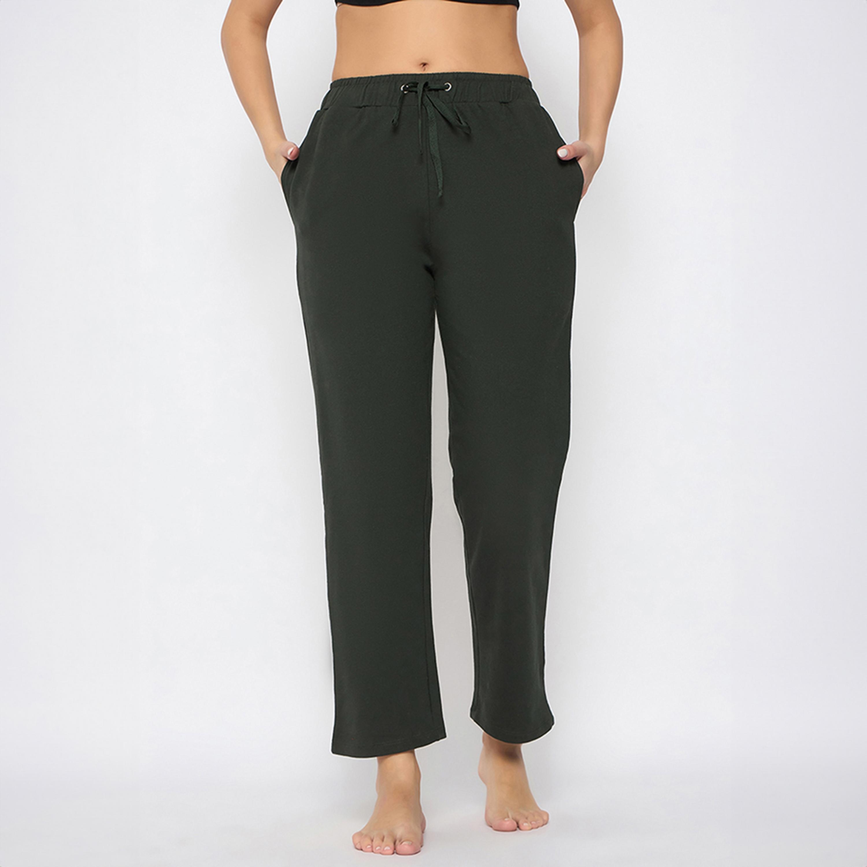 Clovia Chic Basic Women's Pyjama in Olive Green - Cotton-women-clothing-nightwear-pyjamas-bottoms-image-1