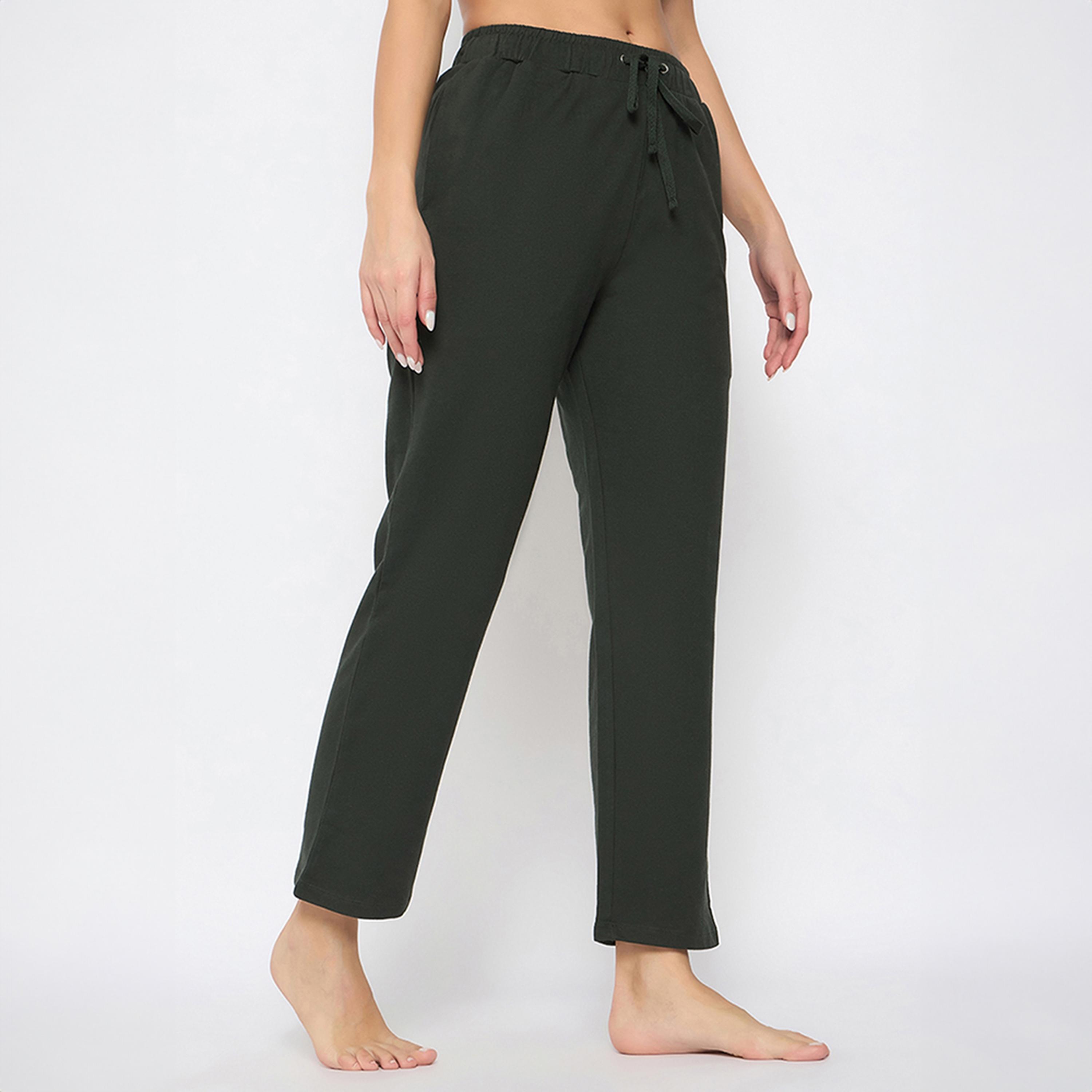 Clovia Chic Basic Women's Pyjama in Olive Green - Cotton-women-clothing-nightwear-pyjamas-bottoms-image-3