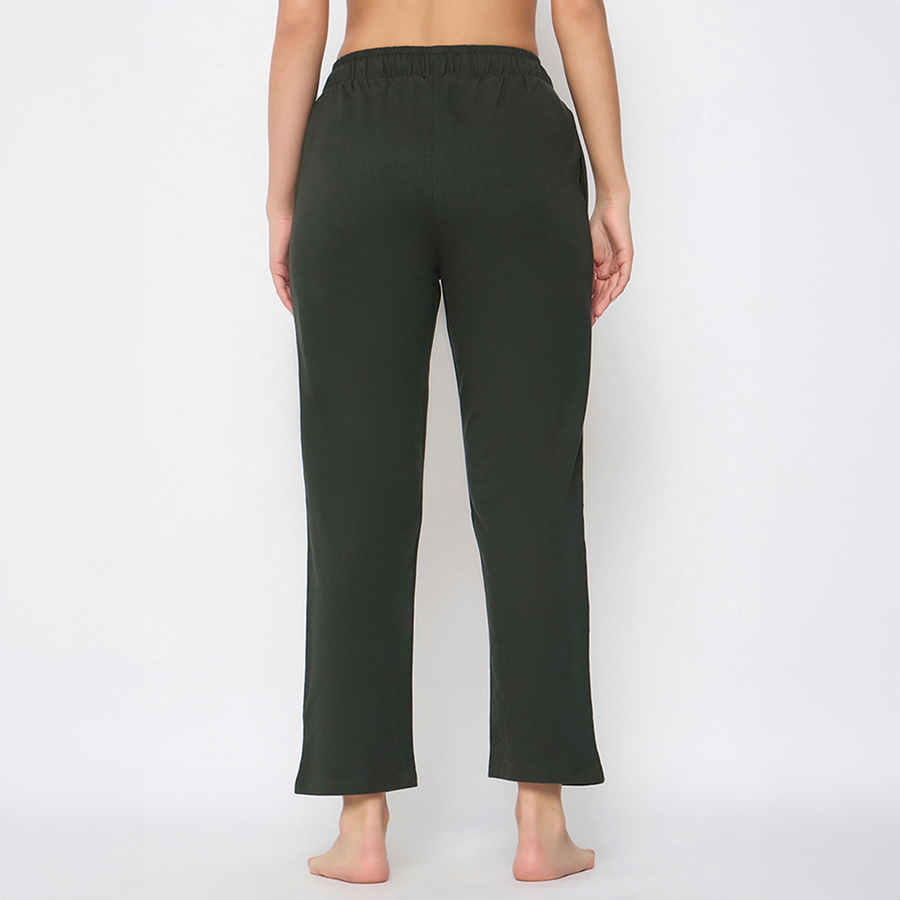 Clovia Chic Basic Women's Pyjama in Olive Green - Cotton-women-clothing-nightwear-pyjamas-bottoms-image-5