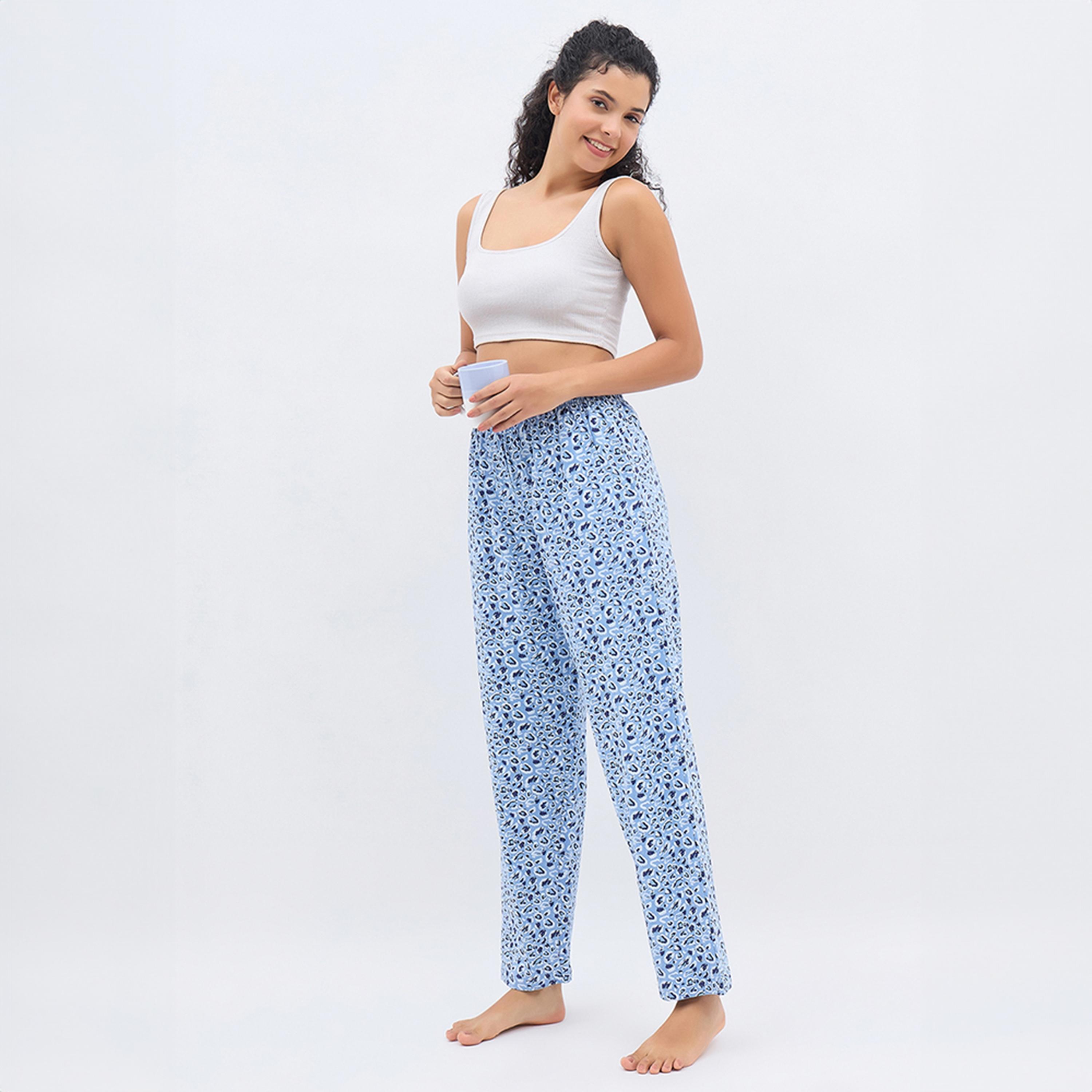 Clovia Animal Print Women's Pyjama in Light Blue - 100% Cotton-women-clothing-nightwear-pyjamas-bottoms-image-2