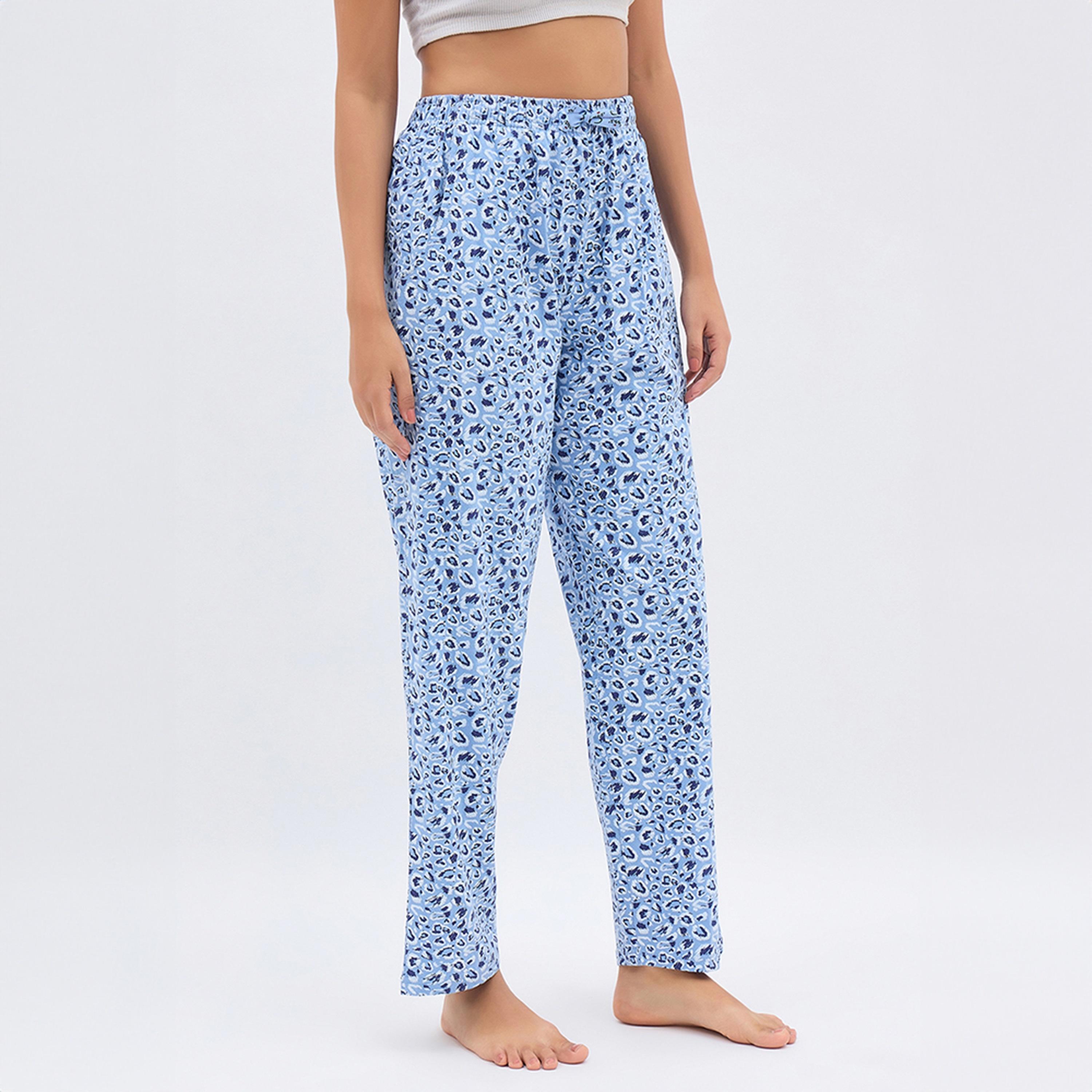 Clovia Animal Print Women's Pyjama in Light Blue - 100% Cotton-women-clothing-nightwear-pyjamas-bottoms-image-3