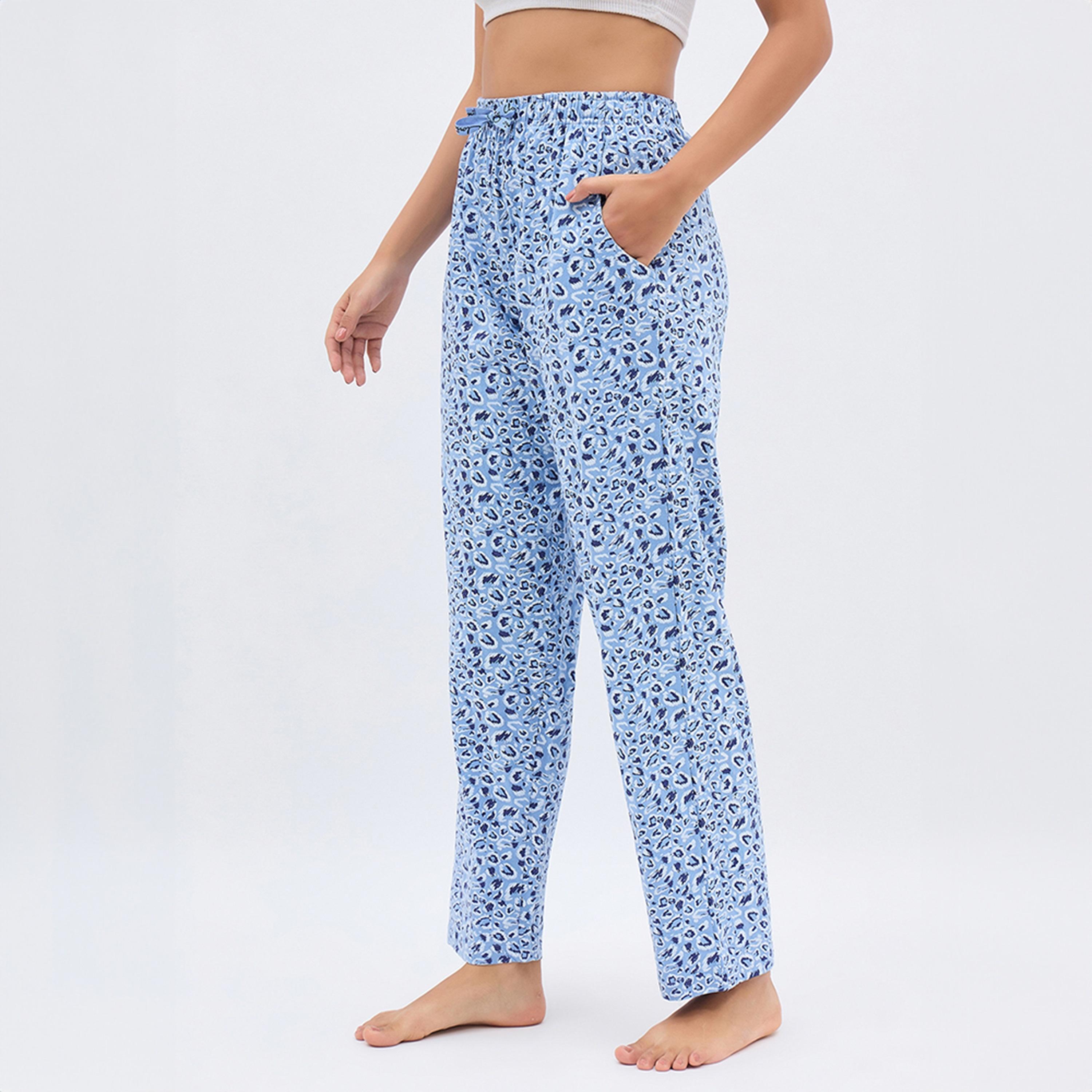 بيجامة بطبعة حيوانات - 100% قطن أزرق فاتح من كلوفيا-women-clothing-nightwear-pyjamas-bottoms-image-4