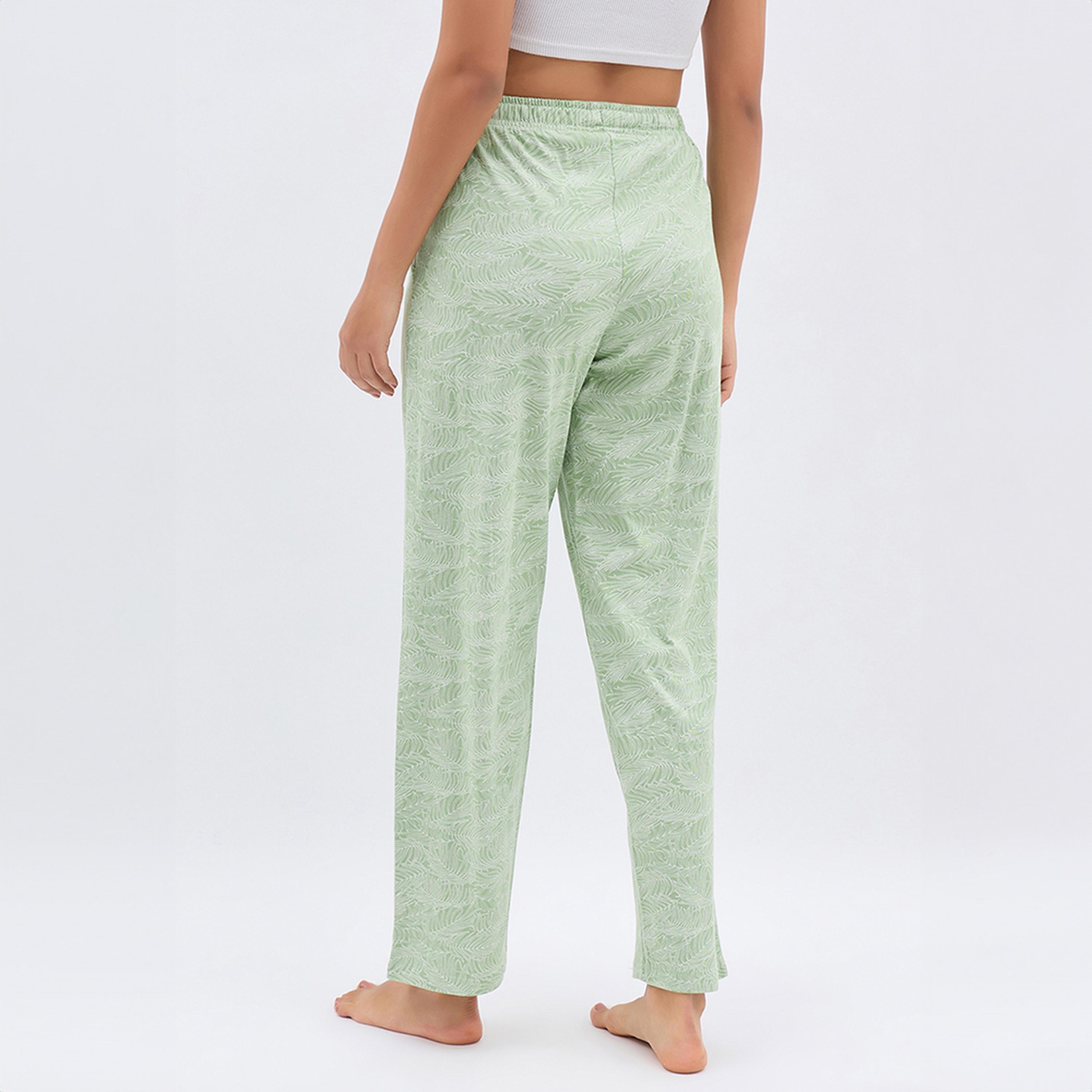Clovia Leaf Print Women's Pyjama in Light Green - 100% Cotton-women-clothing-nightwear-pyjamas-bottoms-image-5