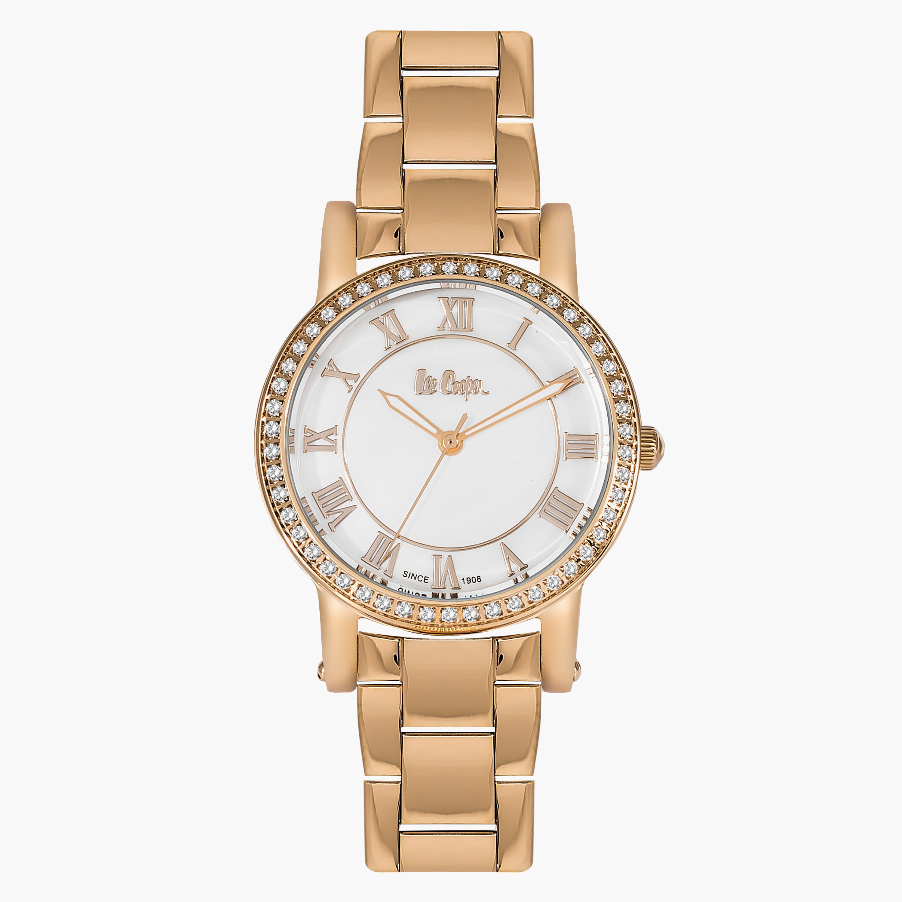 ساعة تناظرية بسوار معدني سوبر ذهبي للنساء من لي كوبر KZ6354.420-women-watchesandjewellery-watches-image-1