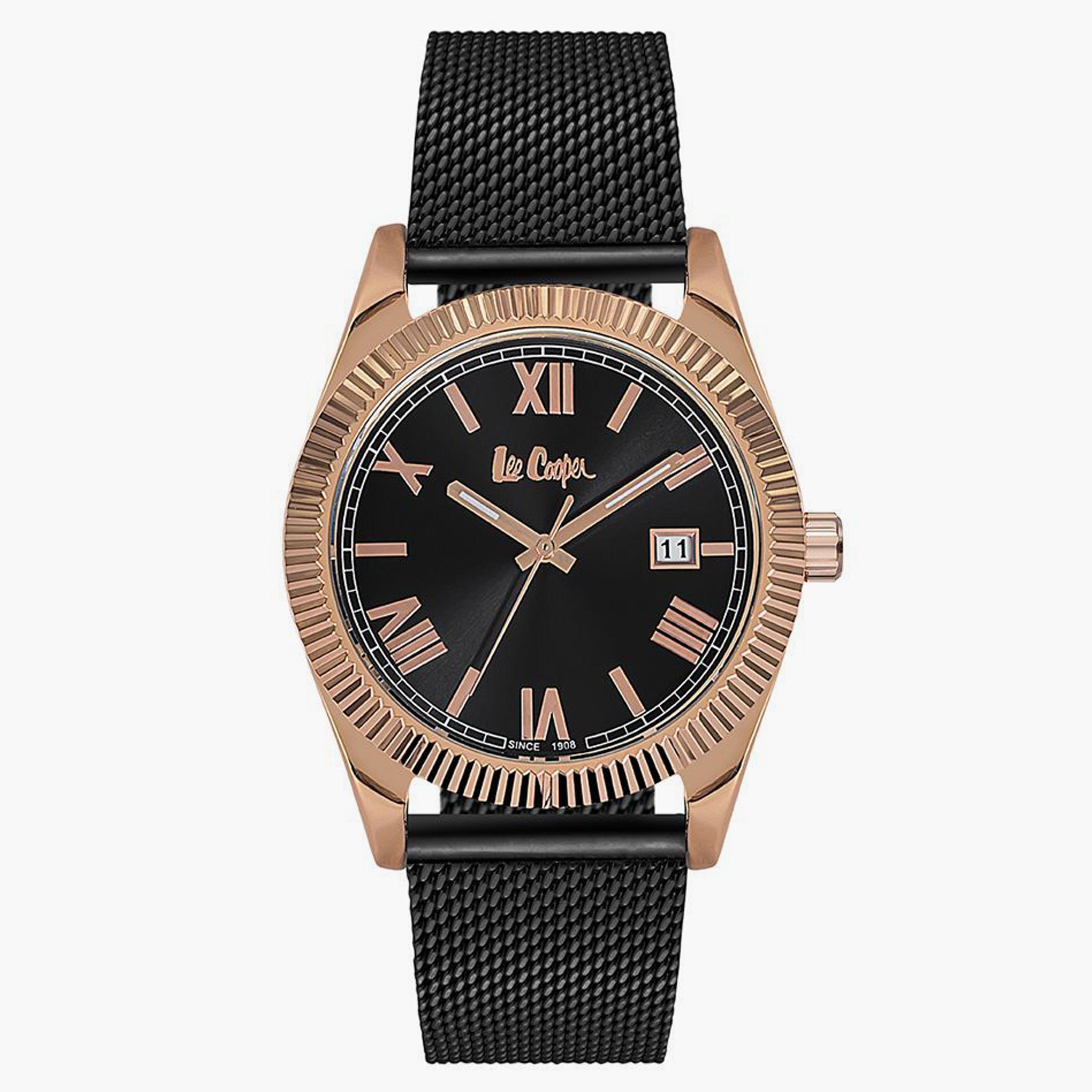 Lee Cooper Men's Black Analog Mesh Strap Watch LC06522.450-men-watchesandjewellery-watches-image-1