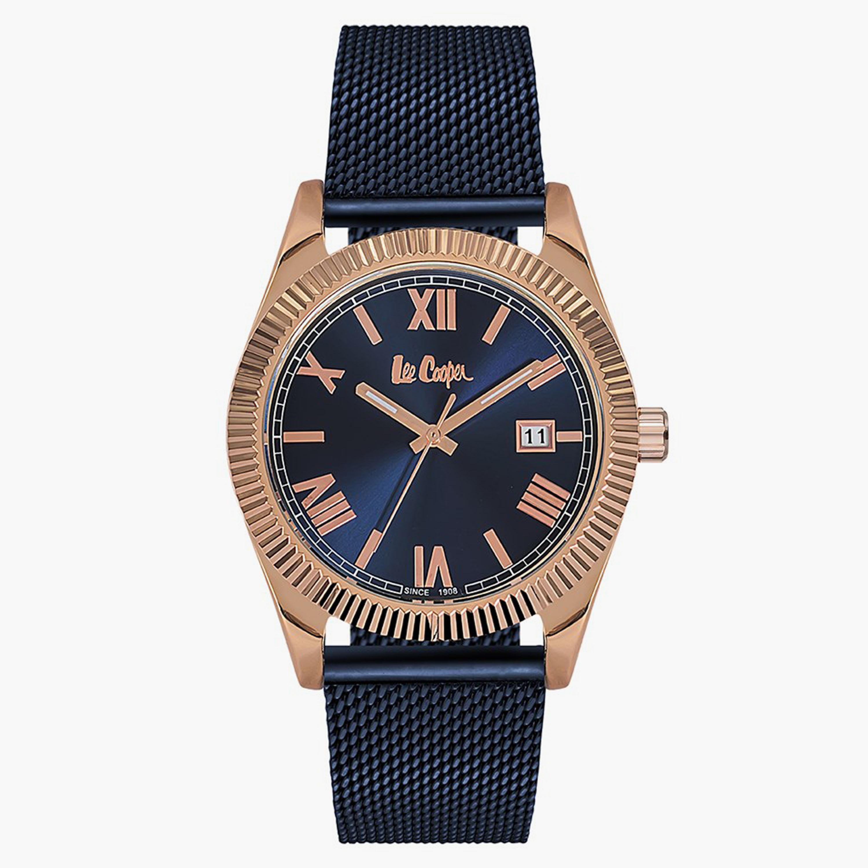 ساعة يد أنالوج سوداء بسوار شبكي للرجال من لي كوبر LC06522.490-men-watchesandjewellery-watches-image-1