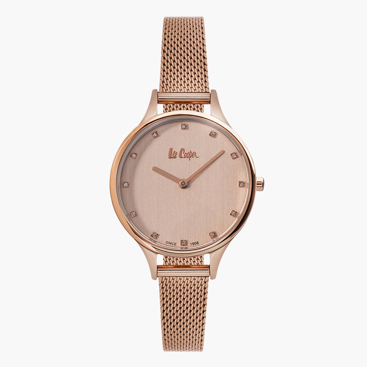 ساعة تناظرية بقرص ذهبي وردي للنساء من لي كوبر - LC06865.410-women-watchesandjewellery-watches-image-1
