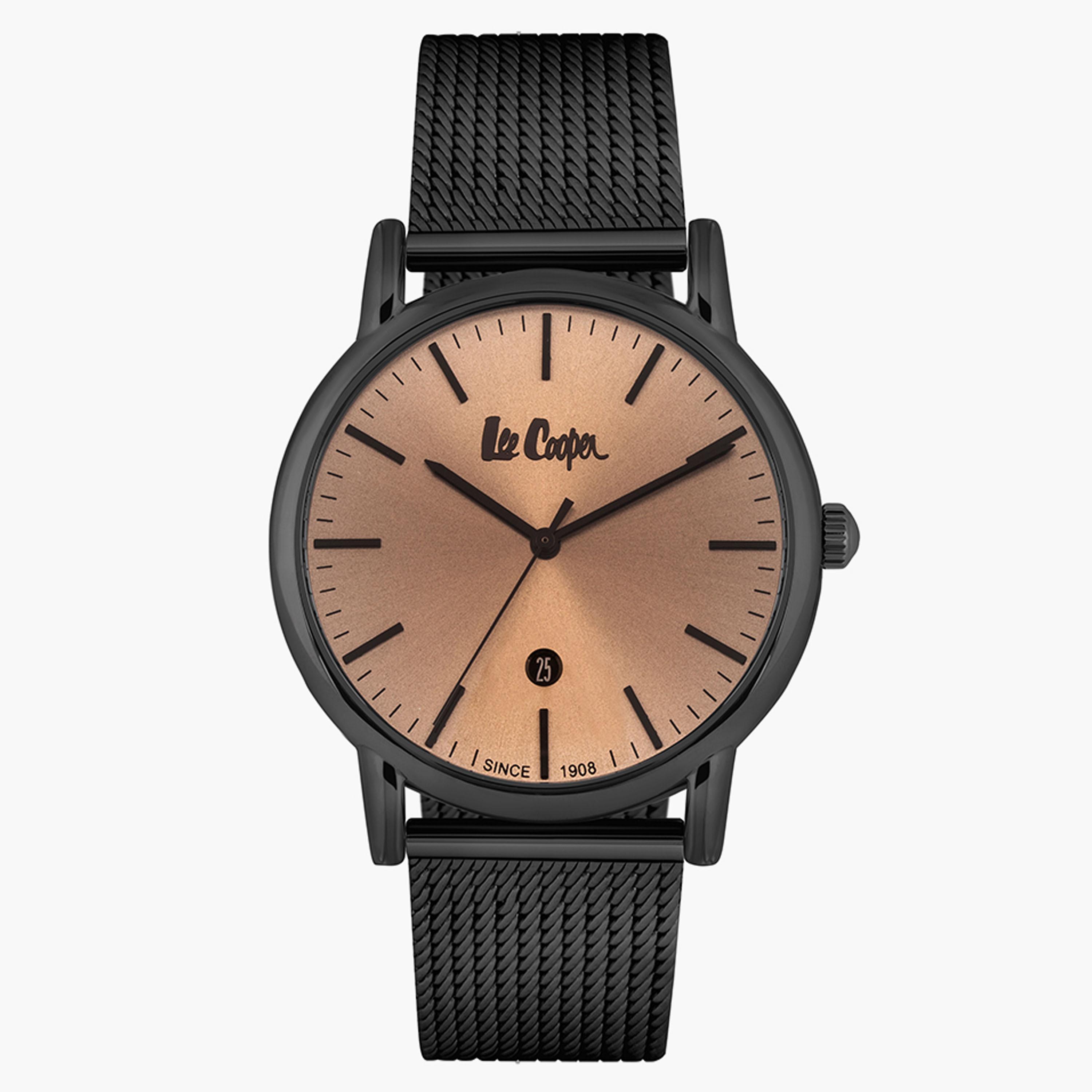 ساعة تناظرية بحزام شبكي أسود للرجال من لي كوبر أل سي06888.670-men-watchesandjewellery-watches-image-1
