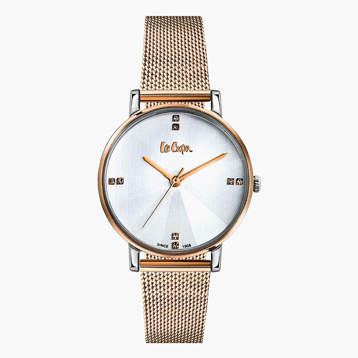  لي كوبر للنساء ذهبي وردي تناظرية شبكة حزام راقب LC06945530-women-watchesandjewellery-watches-image-1