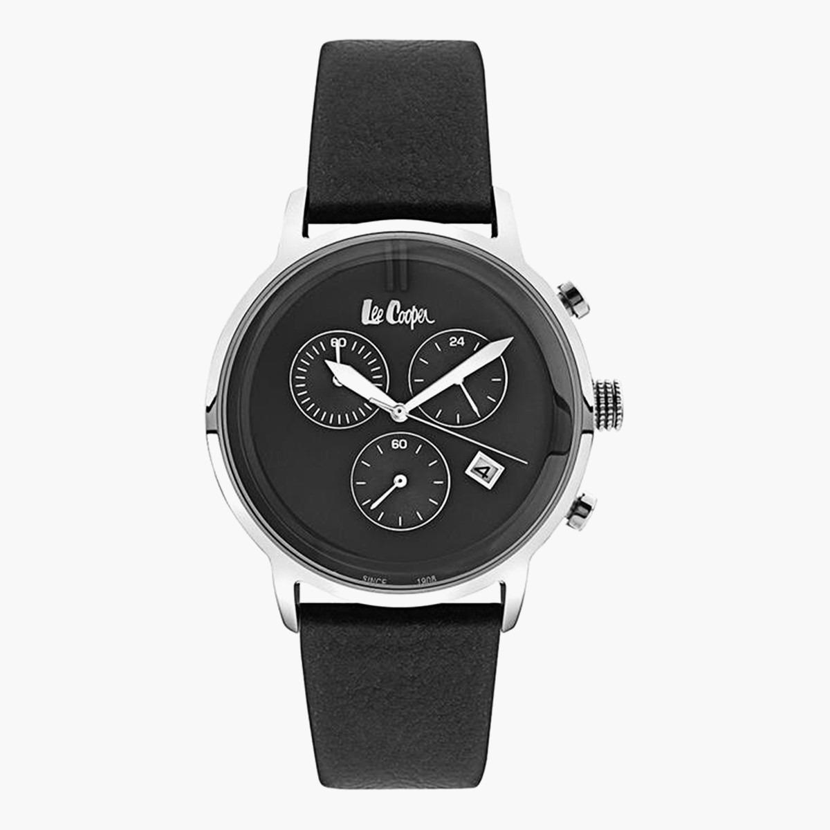  لي كوبر للنساء أسود كرونوغراف جلد حزام راقب LC06986351-women-watchesandjewellery-watches-image-1