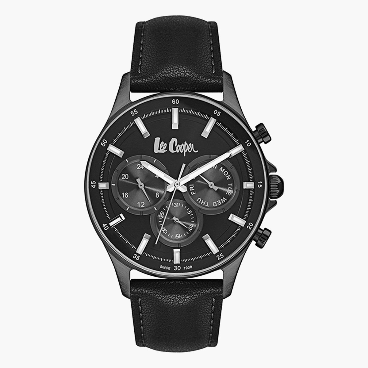  لي كوبر للنساء أسود كرونوغراف جلد حزام راقب LC07035051-women-watchesandjewellery-watches-image-1