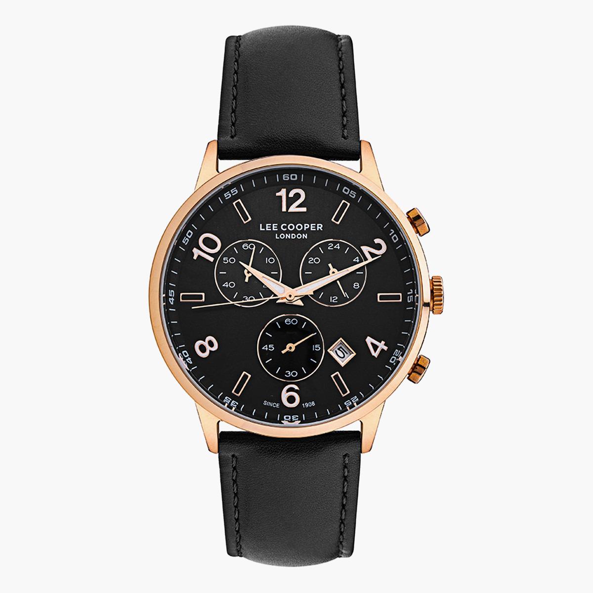 Lee Cooper Men's Black Chronograph Leather Strap Watch LC07075451-men-watchesandjewellery-watches-image-1