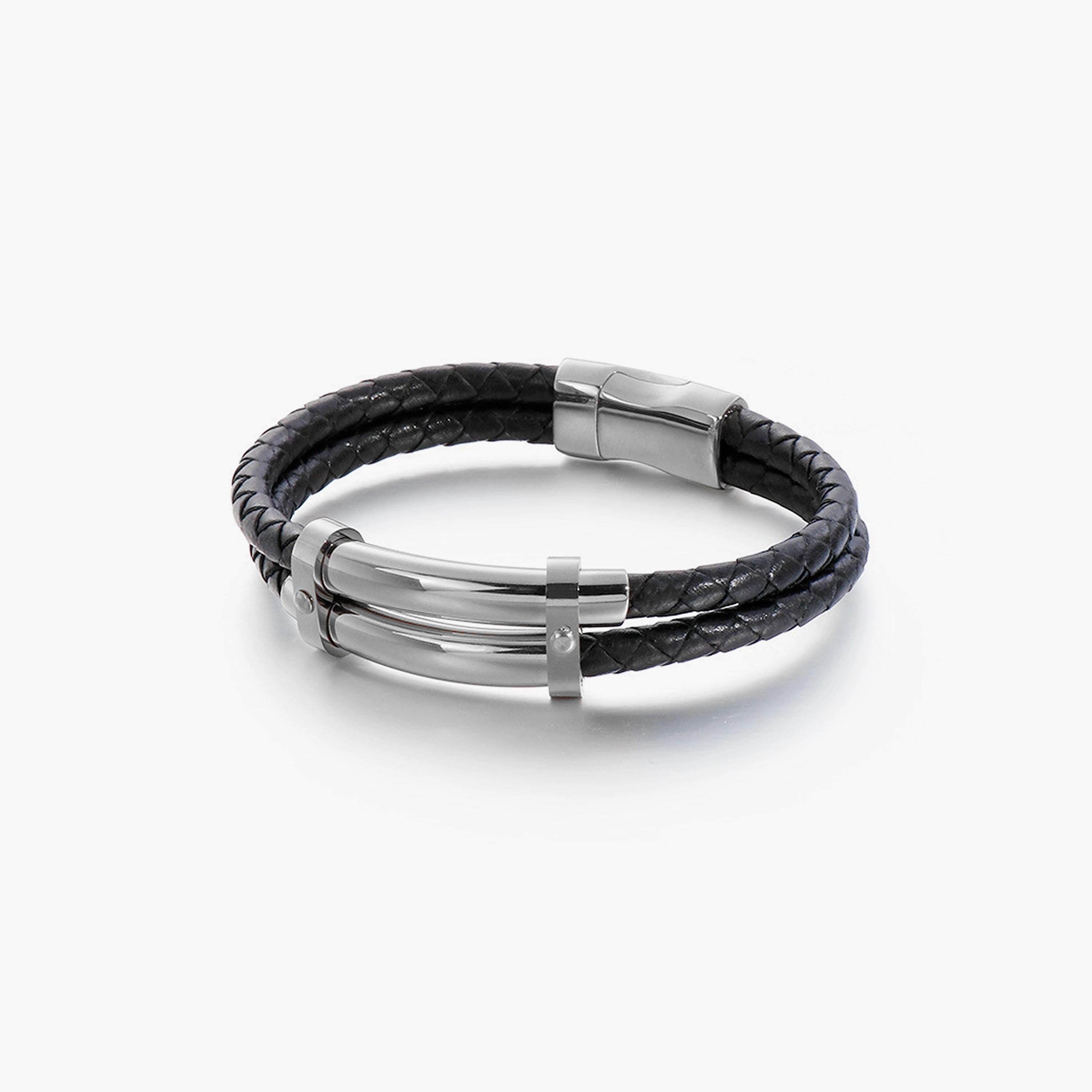 سوار بلون اسود للرجال من لي كوبر مع الستانلس ستيل | 210 ملم | LC.B.01096.631-men-watchesandjewellery-bracelets-image-1