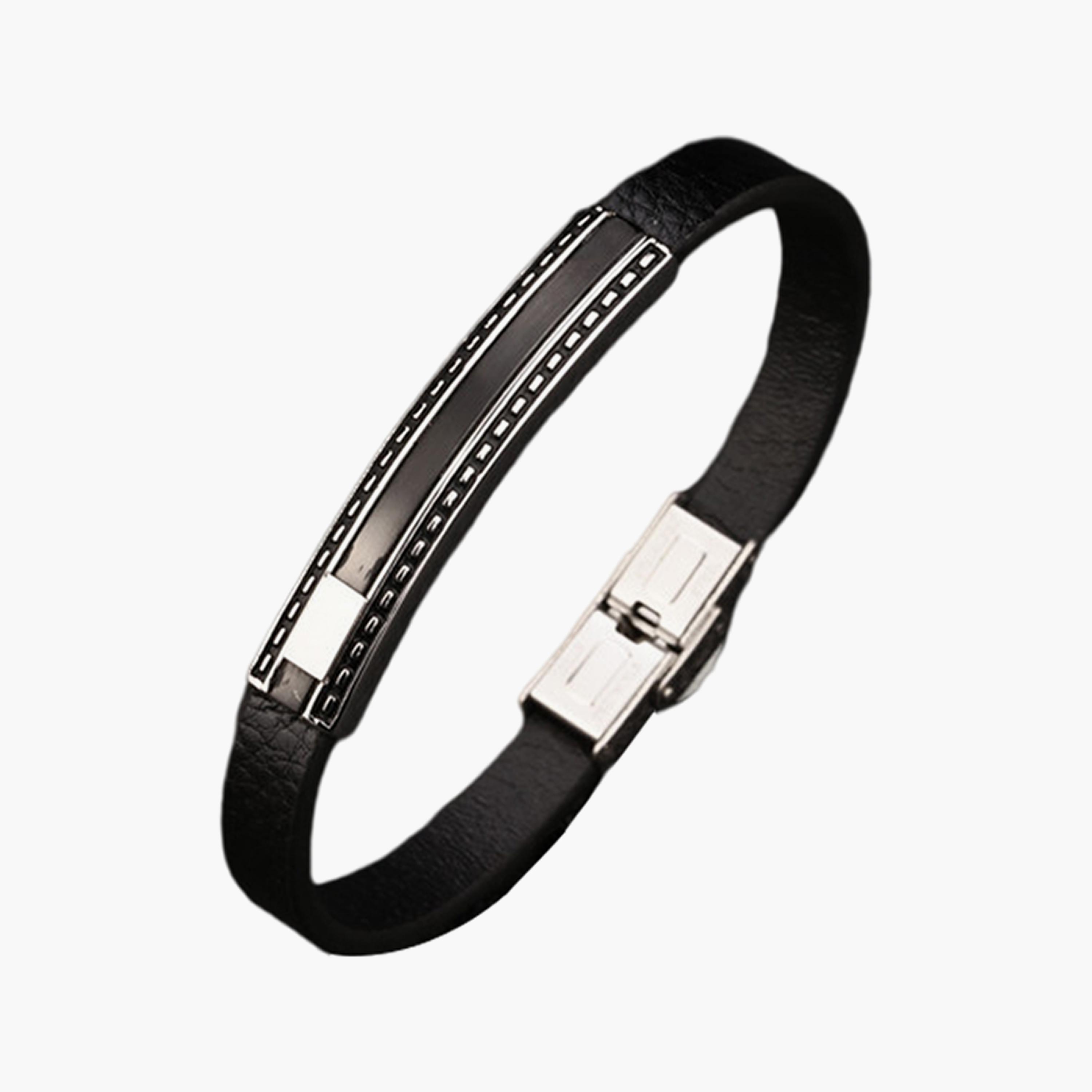 سوار بلون اسود للرجال من لي كوبر مع الستانلس ستيل | 210 ملم | LC.B.01110.661-men-watchesandjewellery-bracelets-image-1