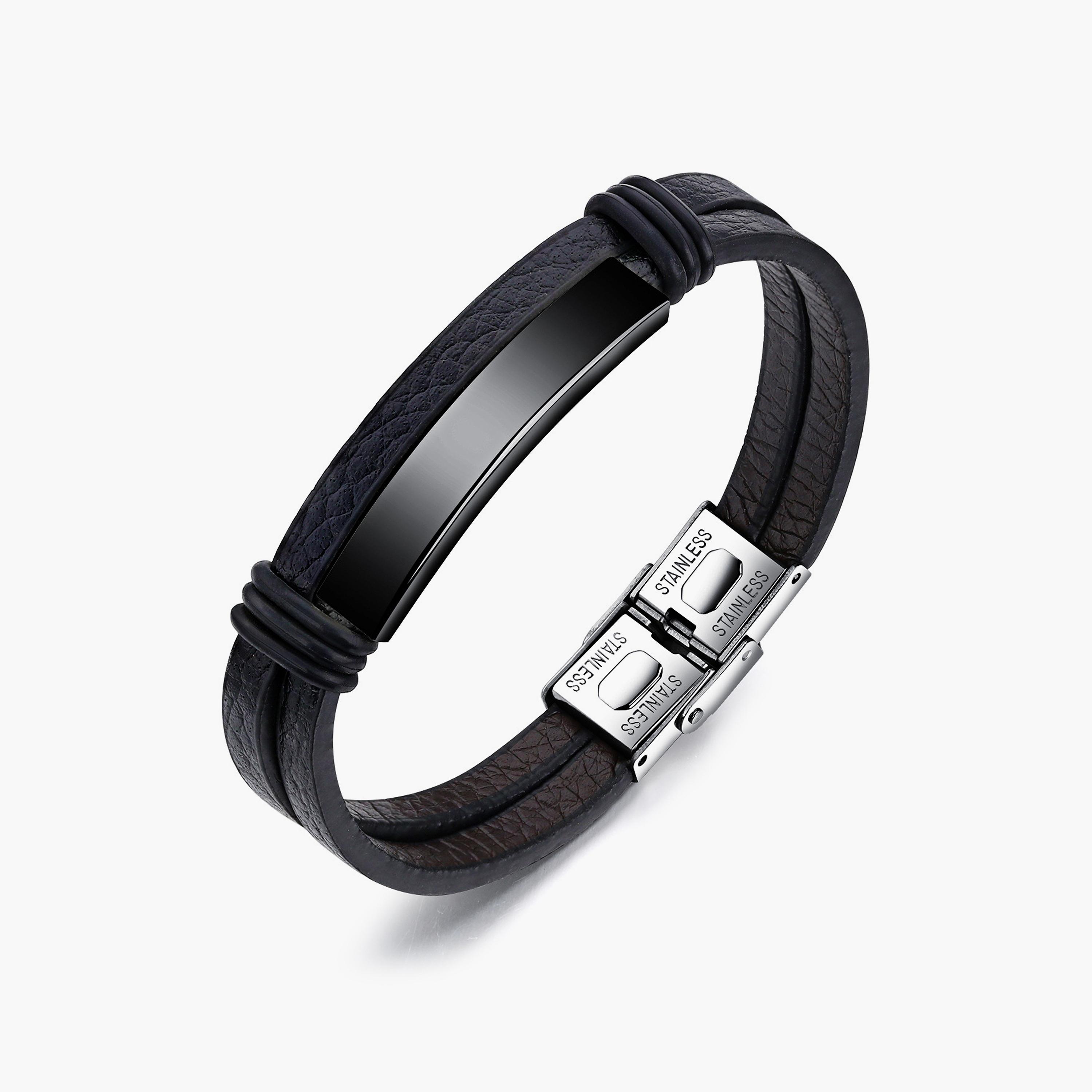 سوار بلون اسود للرجال من لي كوبر مع الستانلس ستيل | 200 ملم | LC.B.01112.661-men-watchesandjewellery-bracelets-image-1