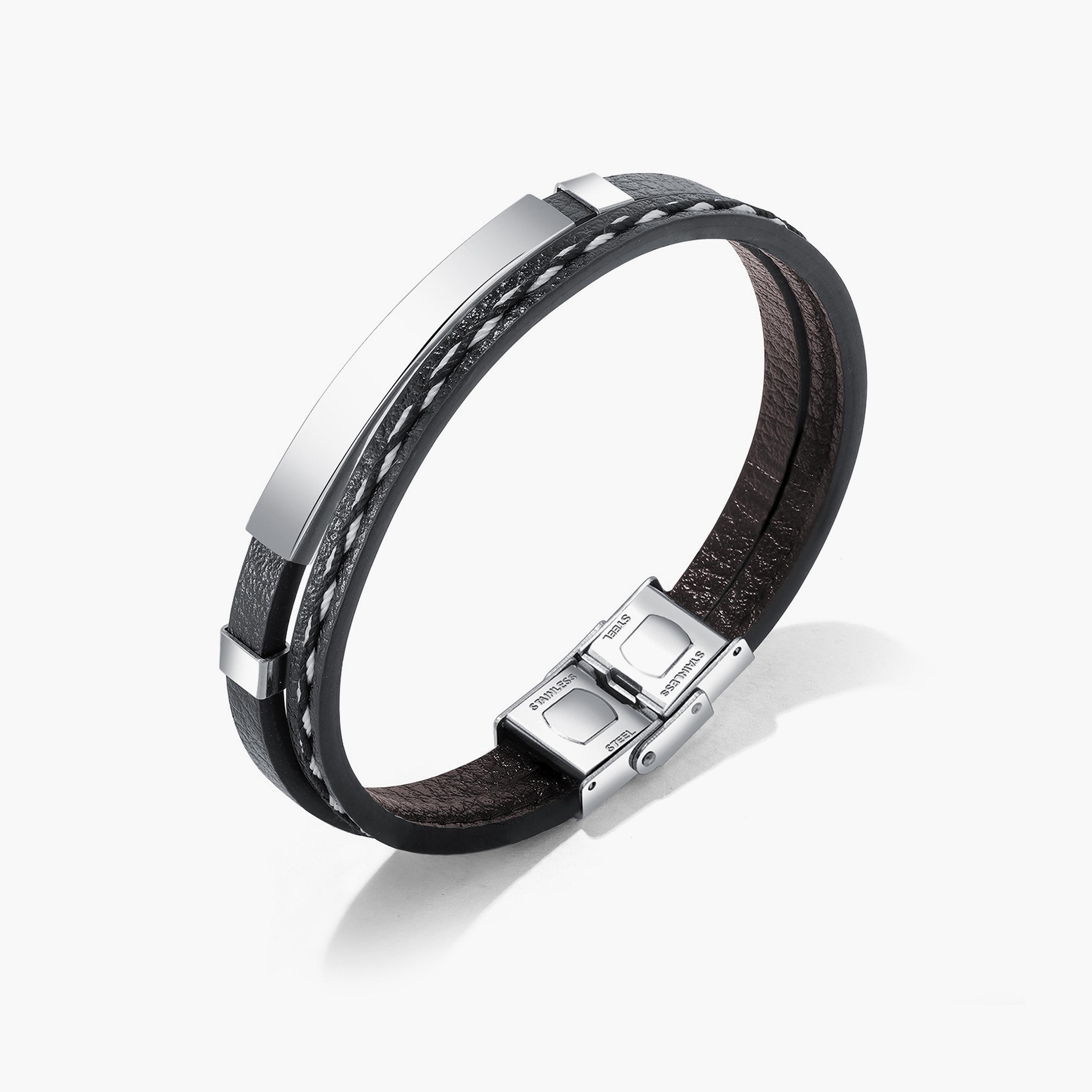 Lee Cooper Men's Black Bracelet Stainless Steel | 210 MM | LC.B.01114.631-men-watchesandjewellery-bracelets-image-1