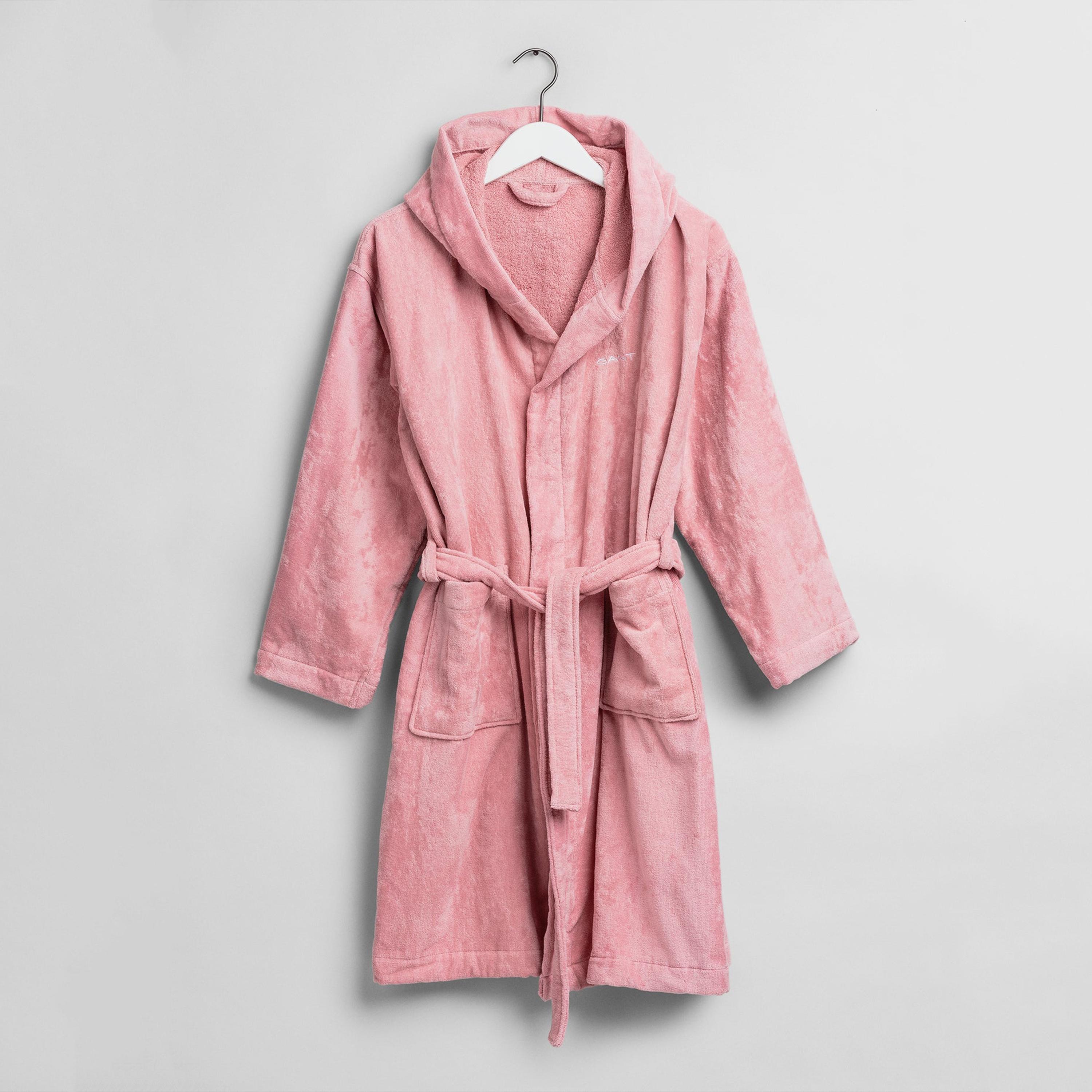 Gant Logo Detail Hooded Neck Bath Robe with Front Tie-Up Belt-women-clothing-nightwear-robes-image-1