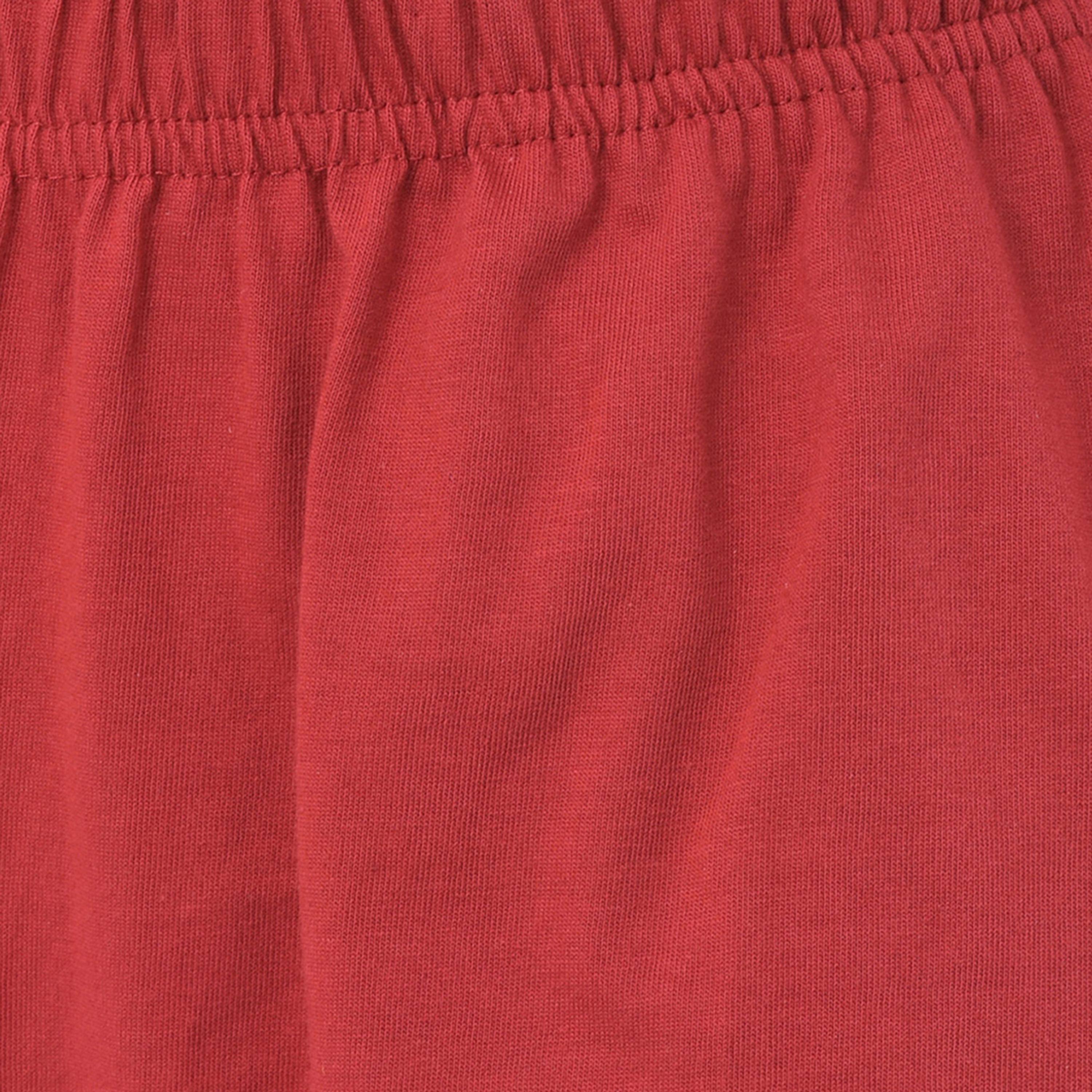 Clovia Chic Women's Basic Top & Shorts Set in Red- Pure Cotton-women-clothing-nightwear-pyjamas-longsets-image-6