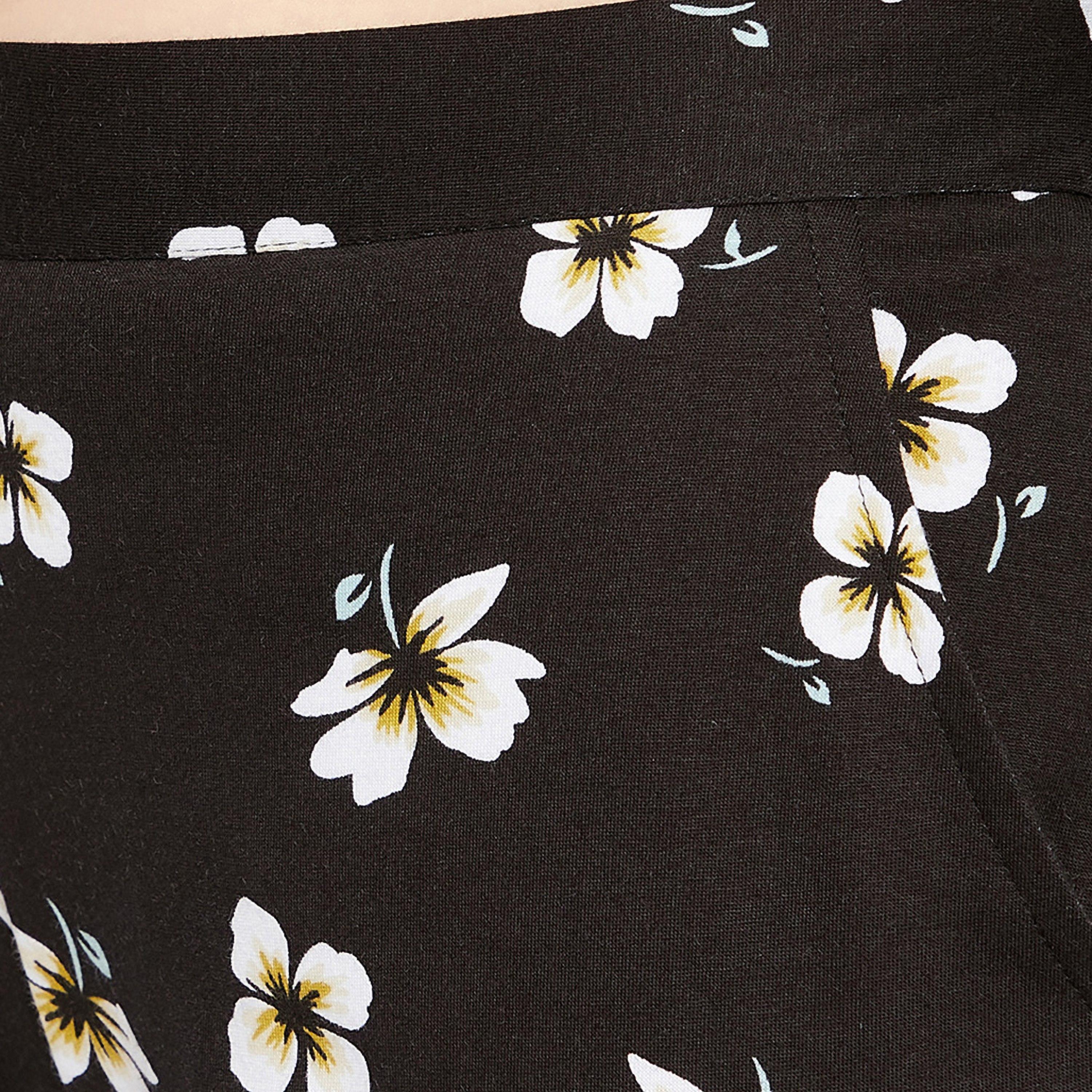 طقم قميص وبيجامة نسائي بأزرار من كلوفيا بريتي فلورلز أسود - قطن 100٪-women-clothing-nightwear-pyjamas-longsets-image-7