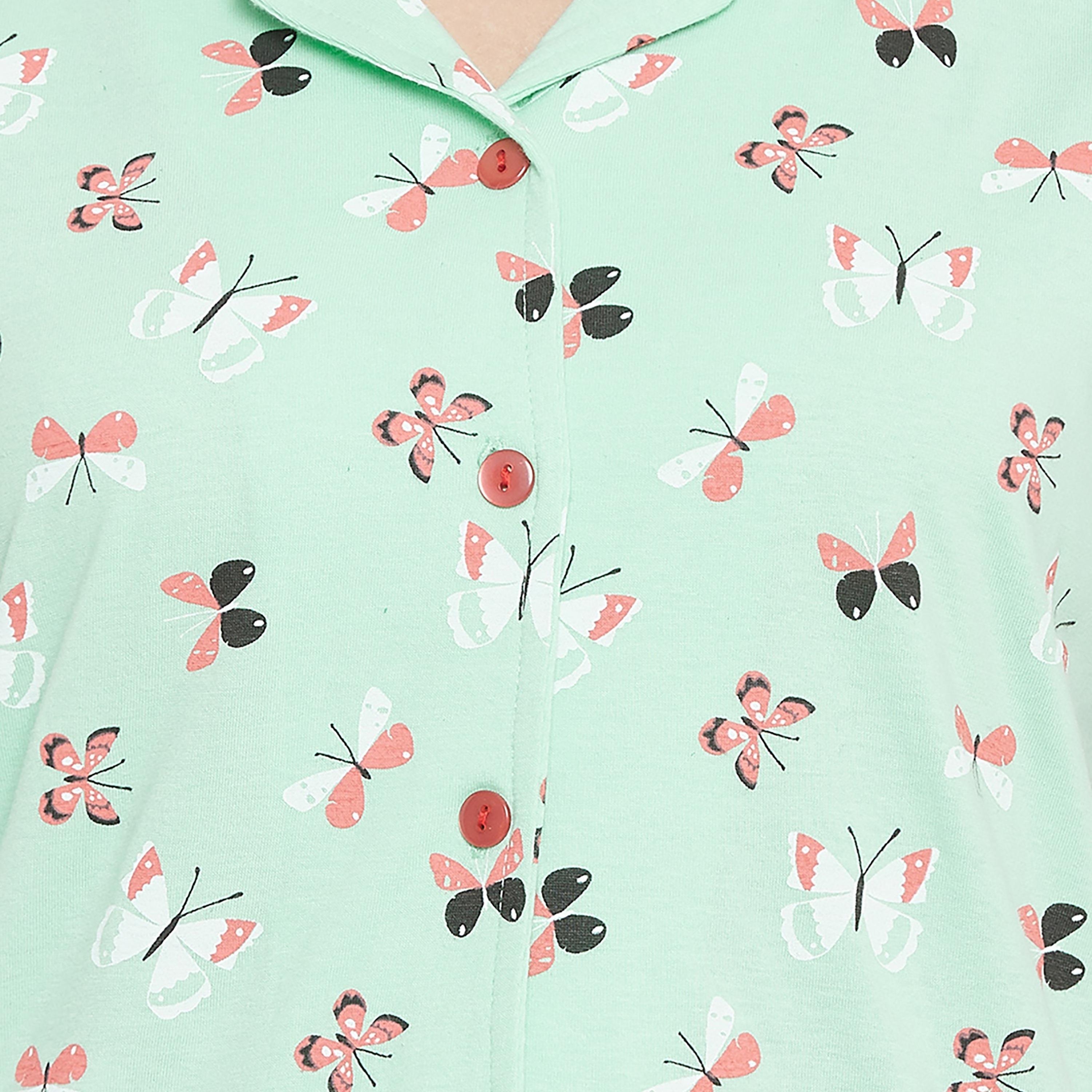 Clovia Set of Printed Collared Shirt with Pyjama-women-clothing-nightwear-pyjamas-longsets-image-4