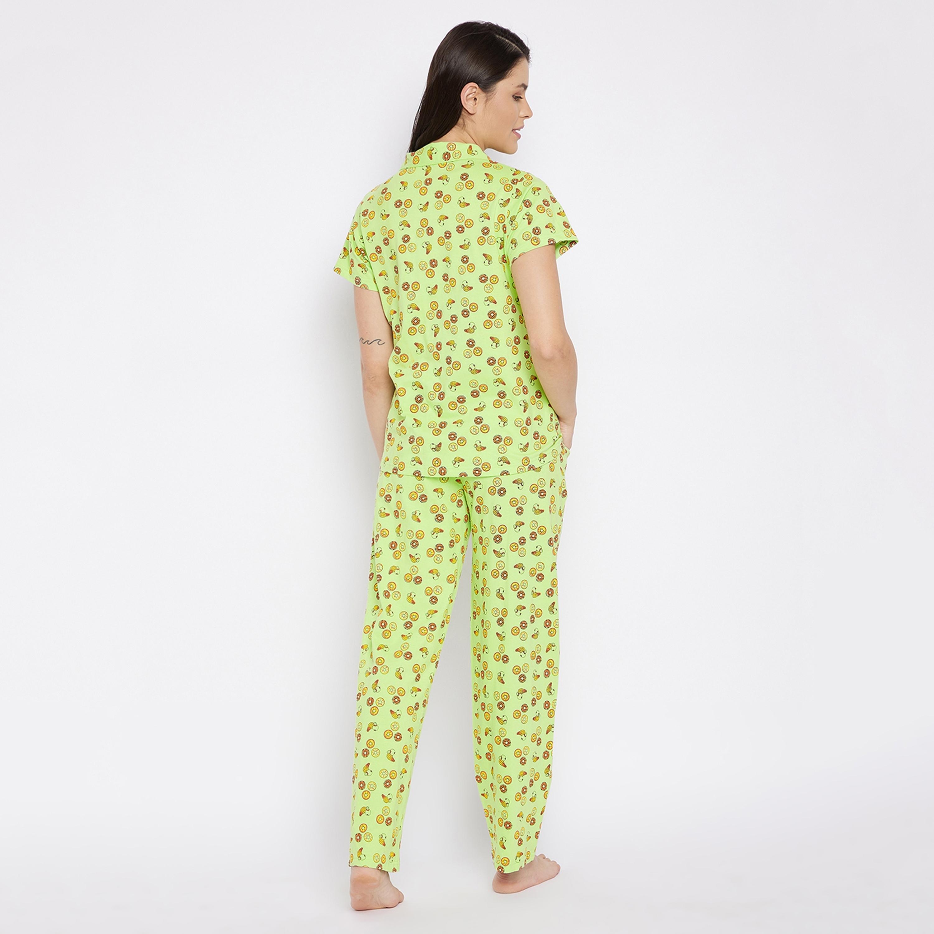 Clovia Set of Printed Collared Shirt with Pyjama-women-clothing-nightwear-pyjamas-longsets-image-6