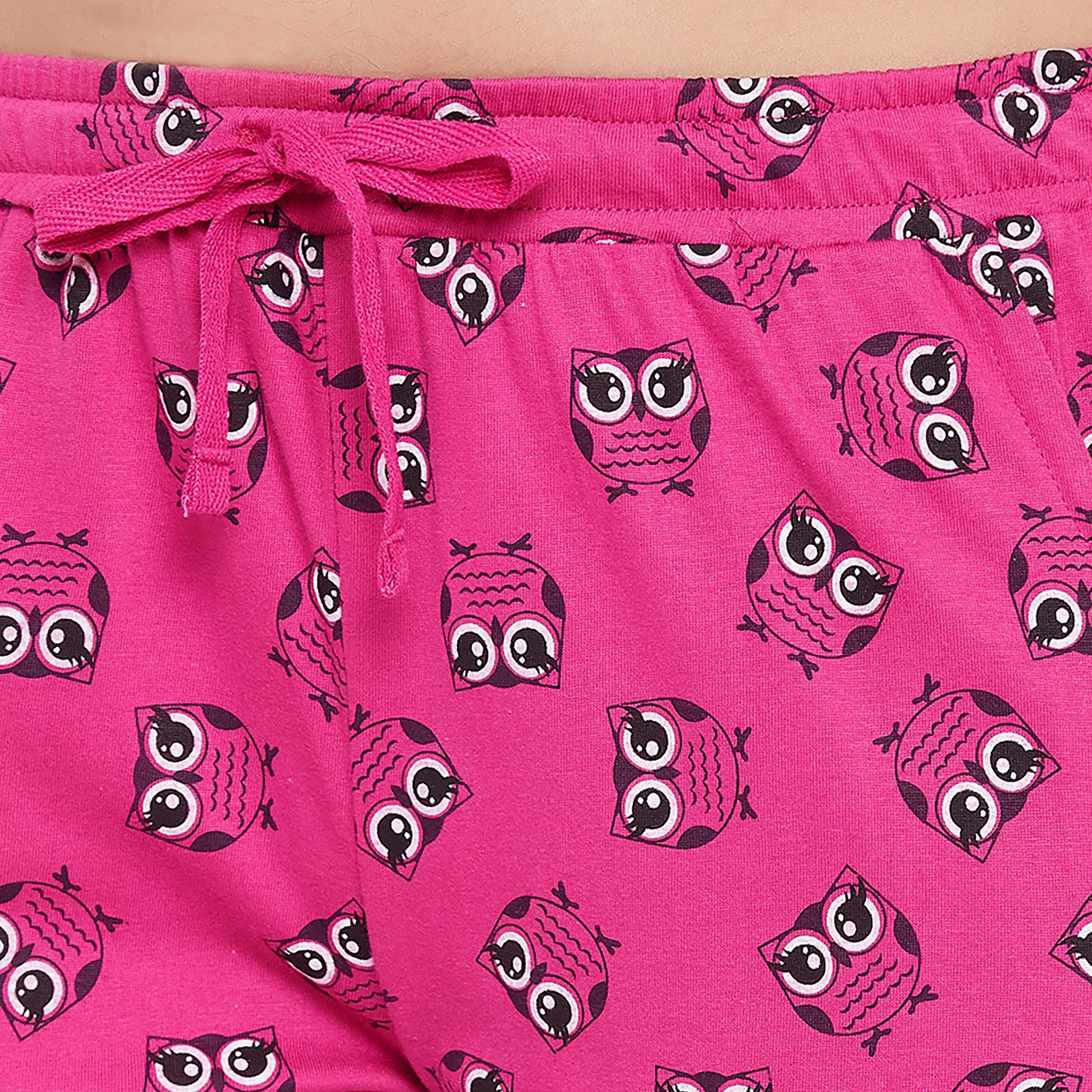 طقم قميص وبيجامة بأزرار وطبعة بومة - 100% قطن أرجواني من كلوفيا-women-clothing-nightwear-pyjamas-longsets-image-6