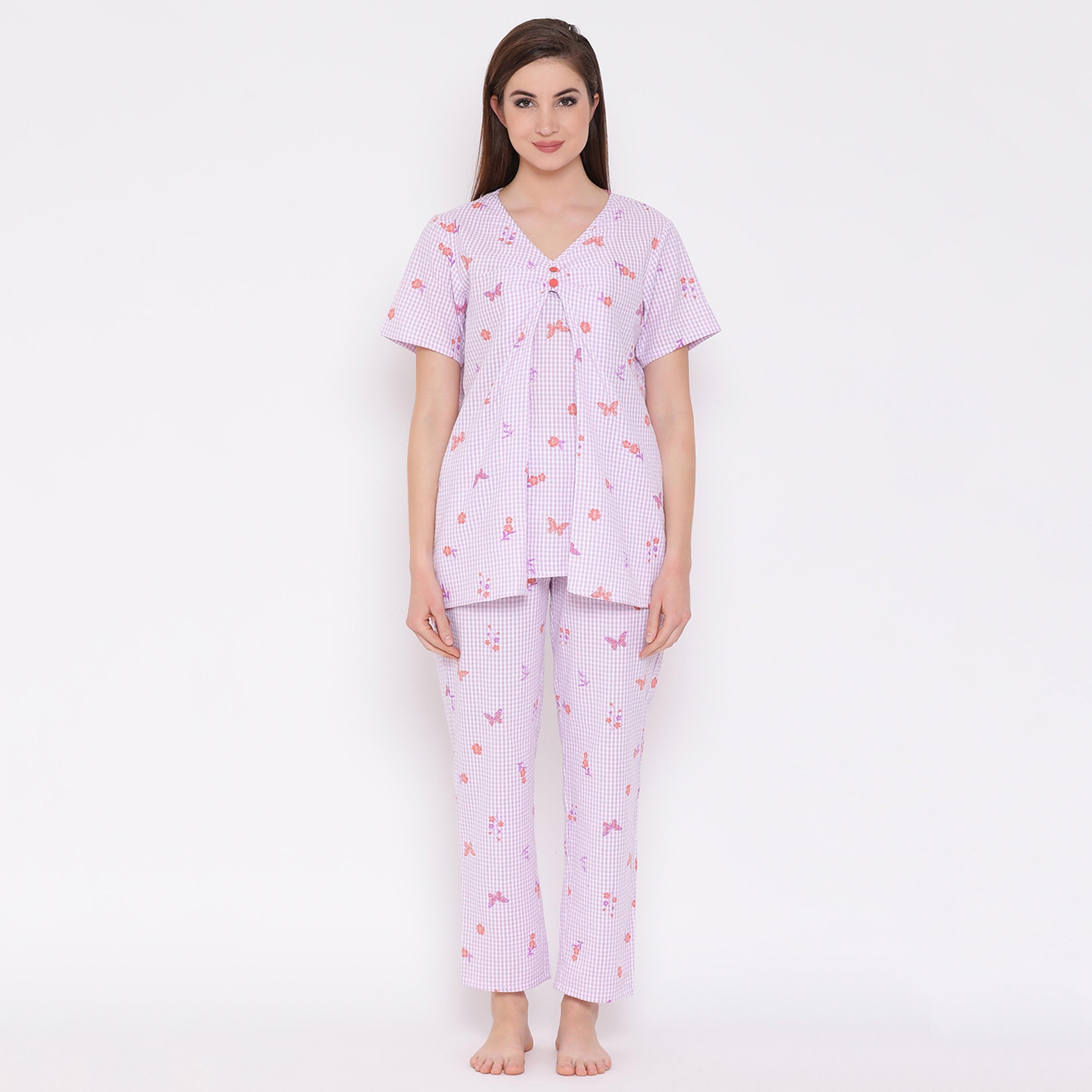 Clovia Set of Printed Maternity Top and Pyjama-women-clothing-nightwear-pyjamas-longsets-image-2