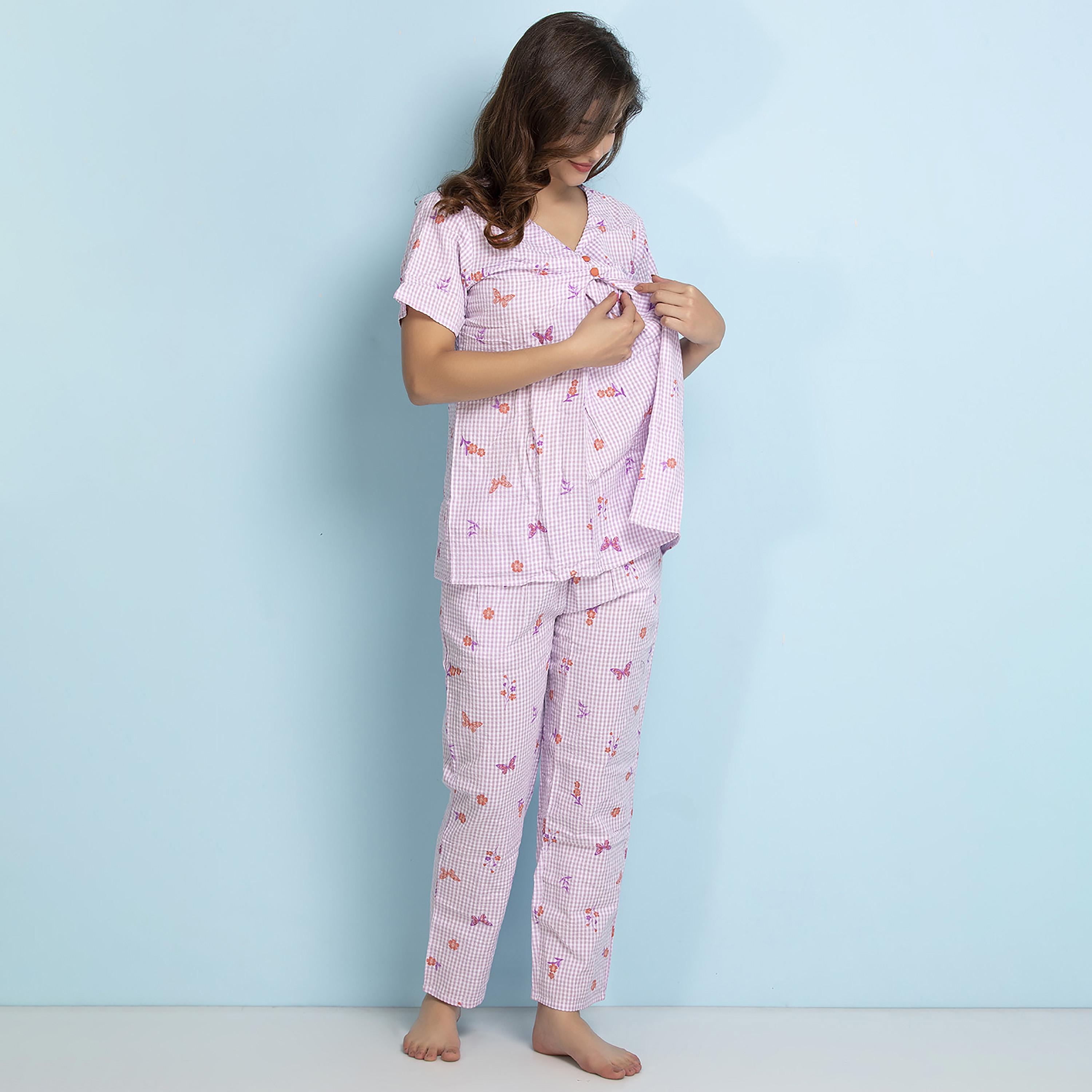 Clovia Set of Printed Maternity Top and Pyjama-women-clothing-nightwear-pyjamas-longsets-image-1
