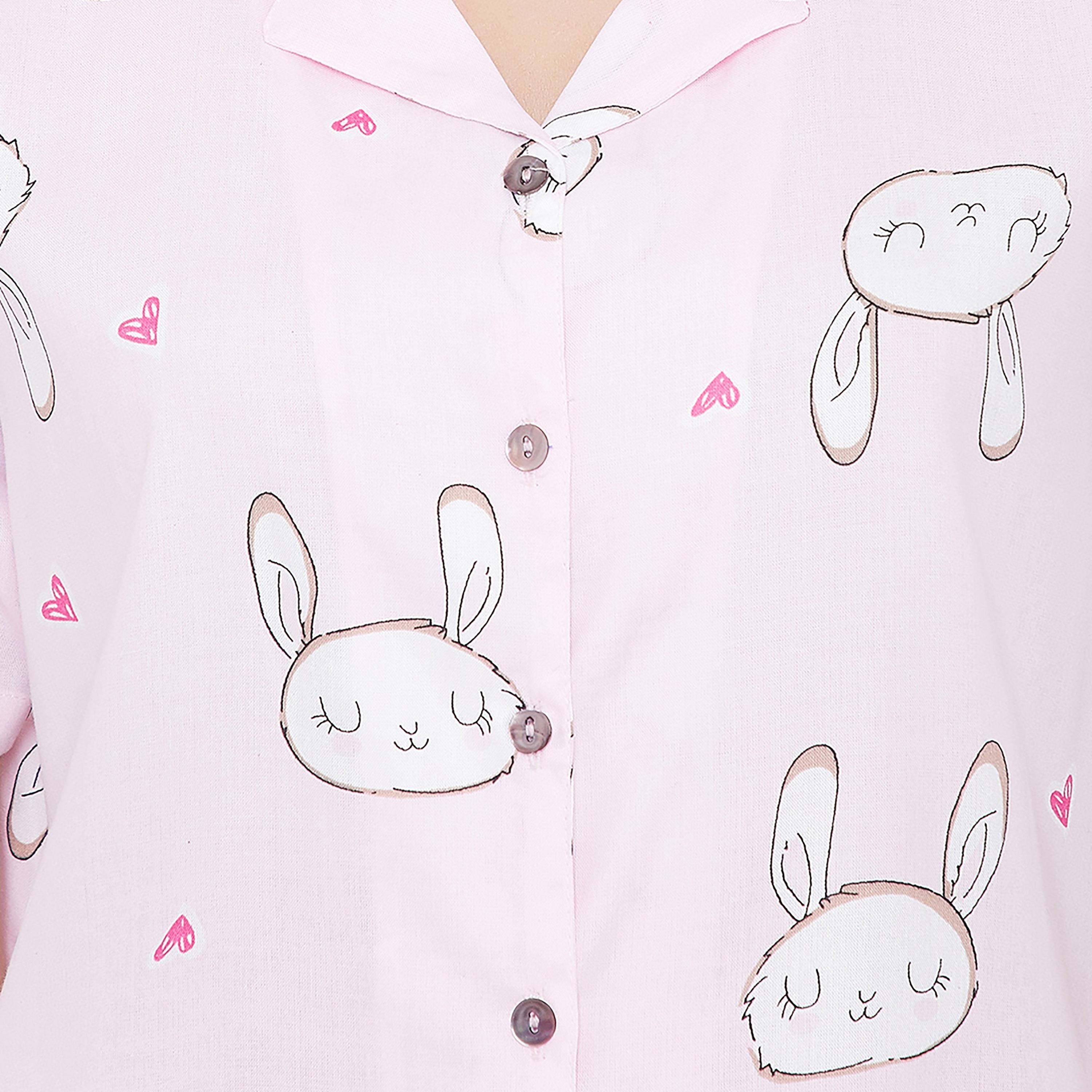 Clovia Set of Printed Collared Shirt with Pyjama-women-clothing-nightwear-pyjamas-longsets-image-4