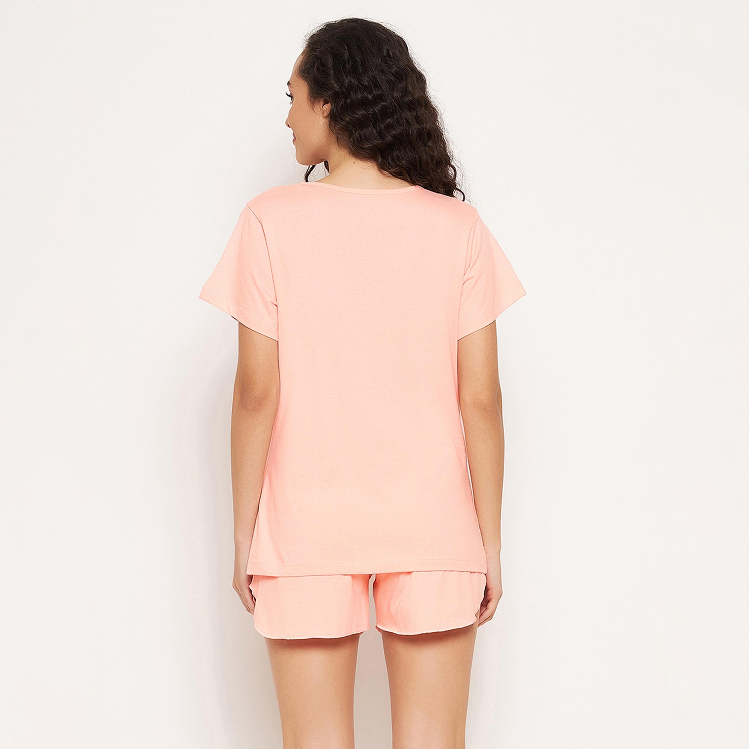 Clovia Set of Graphic V-Neck T-Shirt with Shorts-women-clothing-nightwear-pyjamas-longsets-image-6