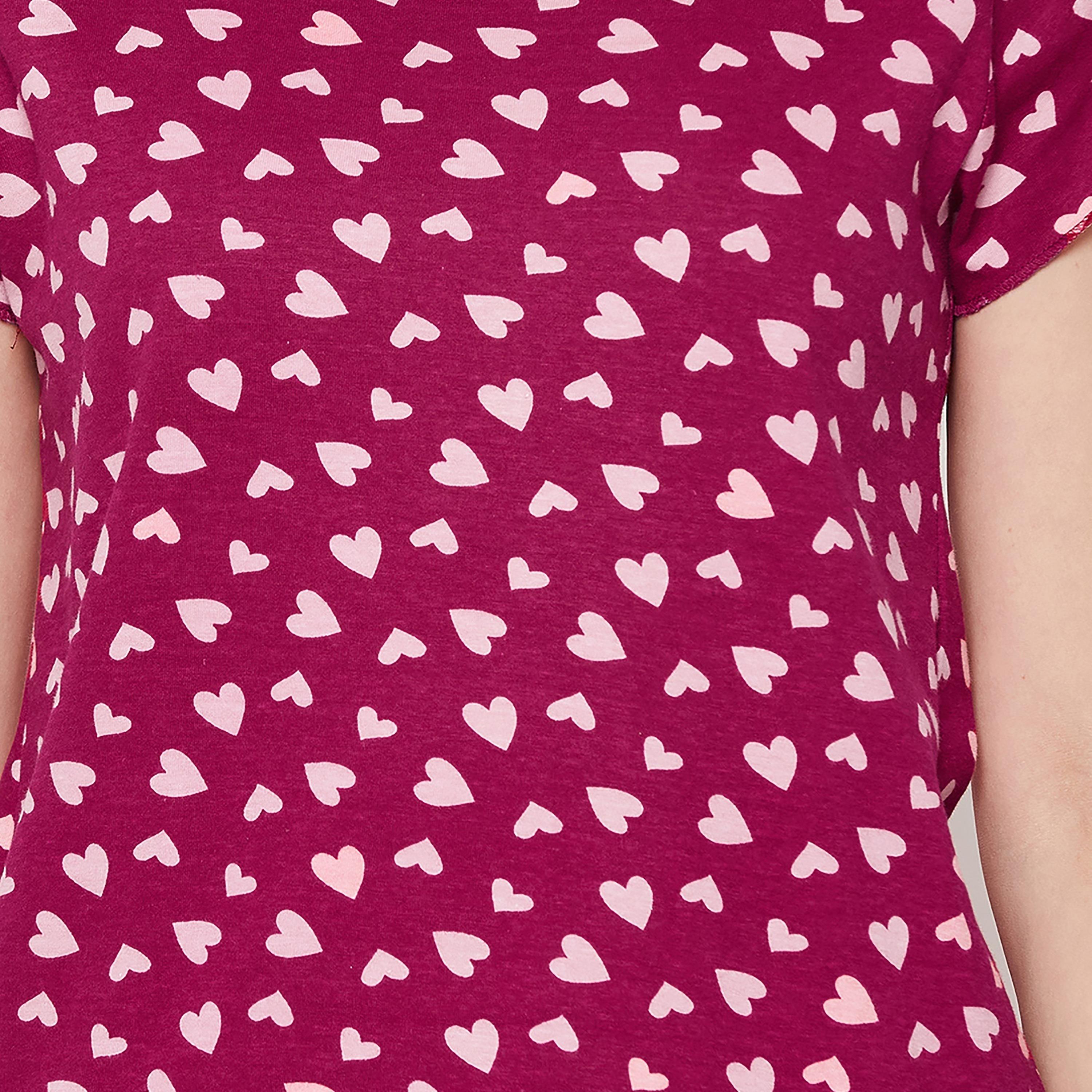Clovia Set of Printed Round Neck Top with Shorts-women-clothing-nightwear-pyjamas-longsets-image-4