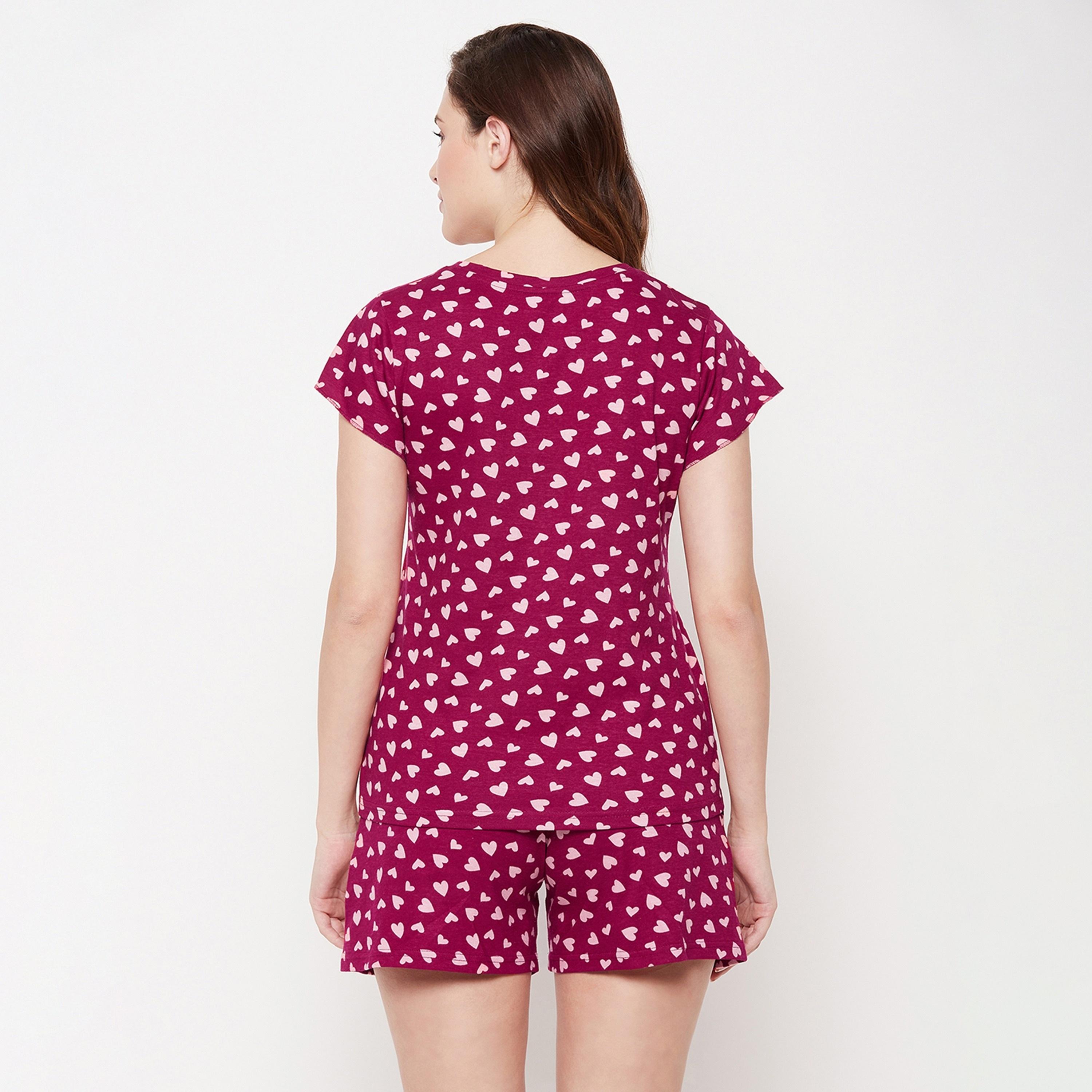 Clovia Set of Printed Round Neck Top with Shorts-women-clothing-nightwear-pyjamas-longsets-image-6