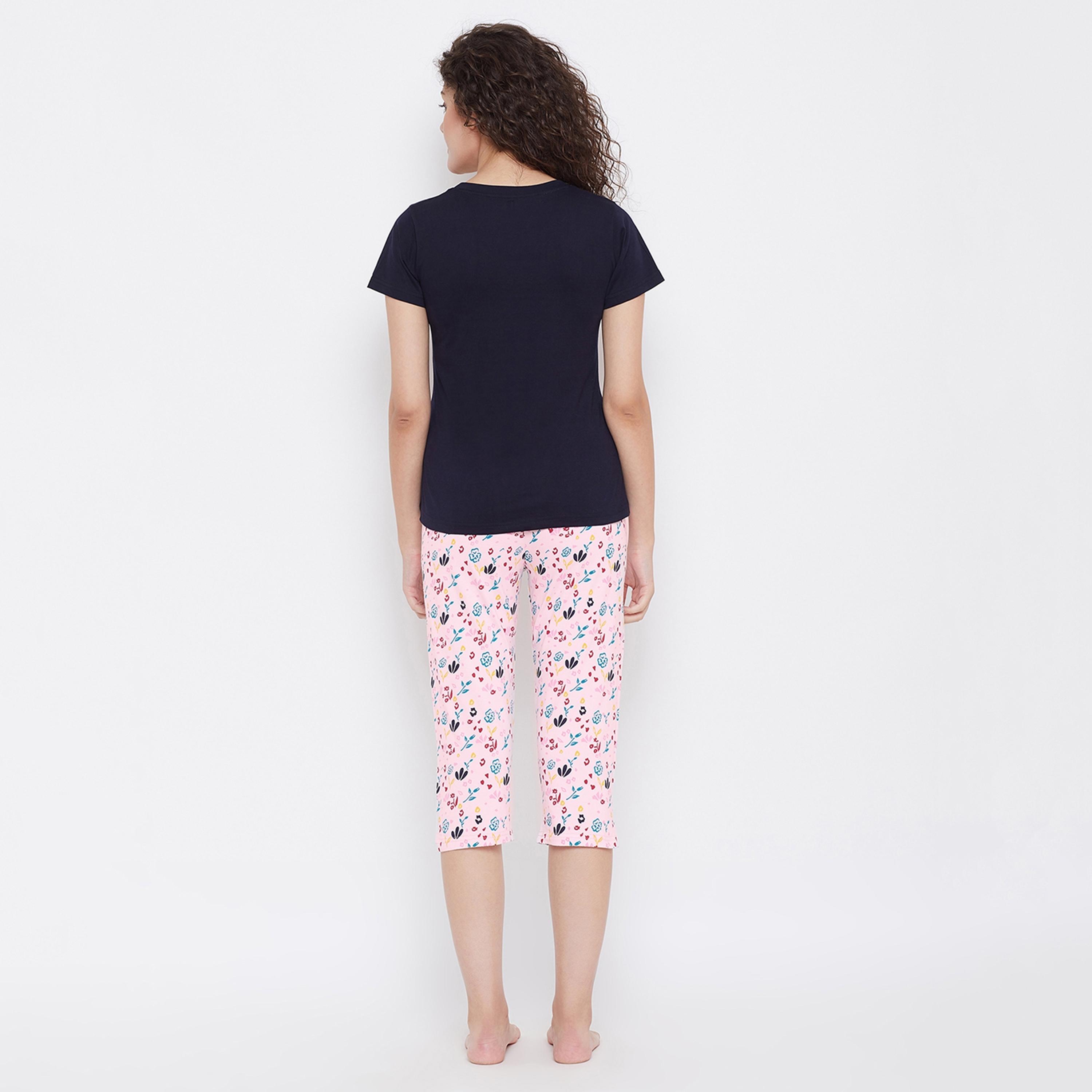 Clovia Set of Printed Round Neck T-Shirt with Capri-women-clothing-nightwear-pyjamas-longsets-image-5