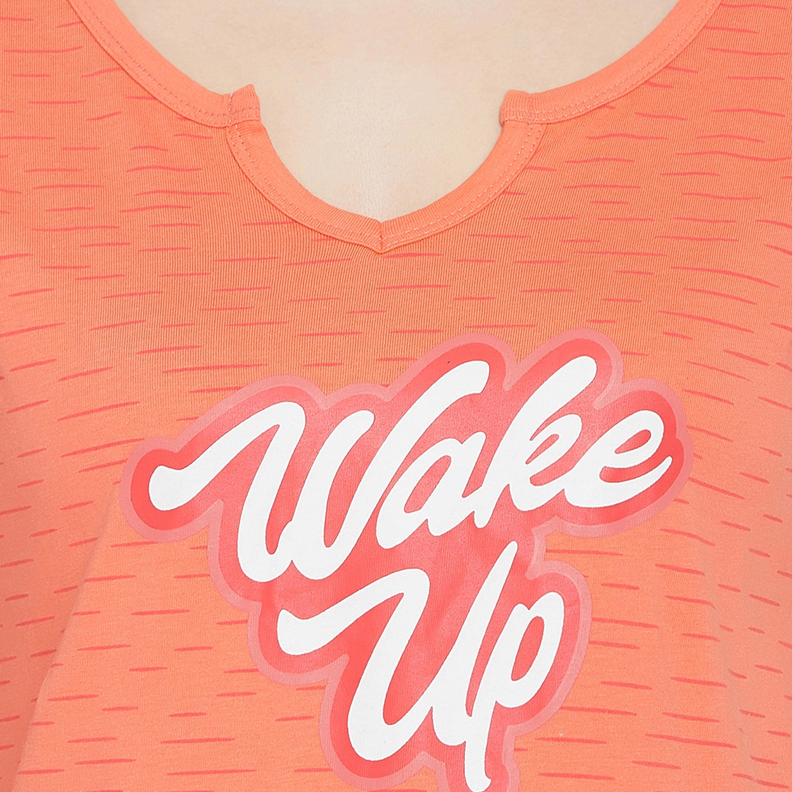 Clovia Women's Lazy Lounge Top & Pyjama in Orange & Grey - Pure Cotton-women-clothing-nightwear-pyjamas-longsets-image-5