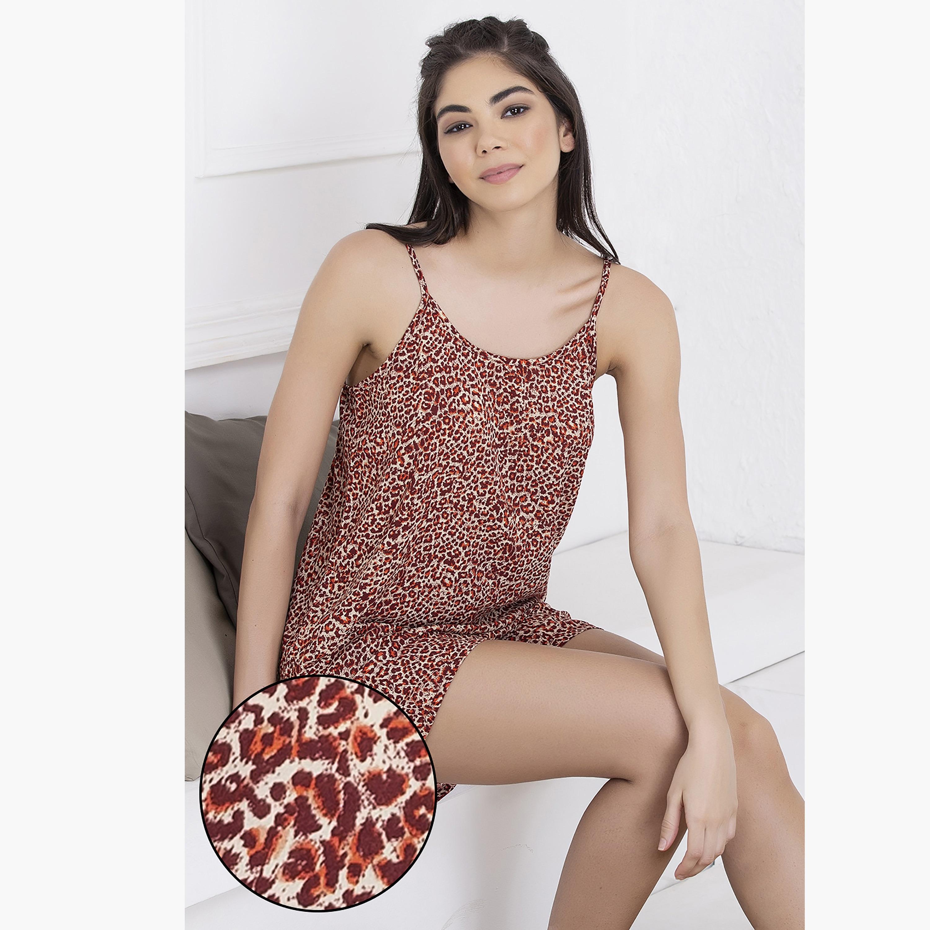 Clovia Set of Animal Print Cami Top with Shorts-women-clothing-nightwear-pyjamas-longsets-image-1