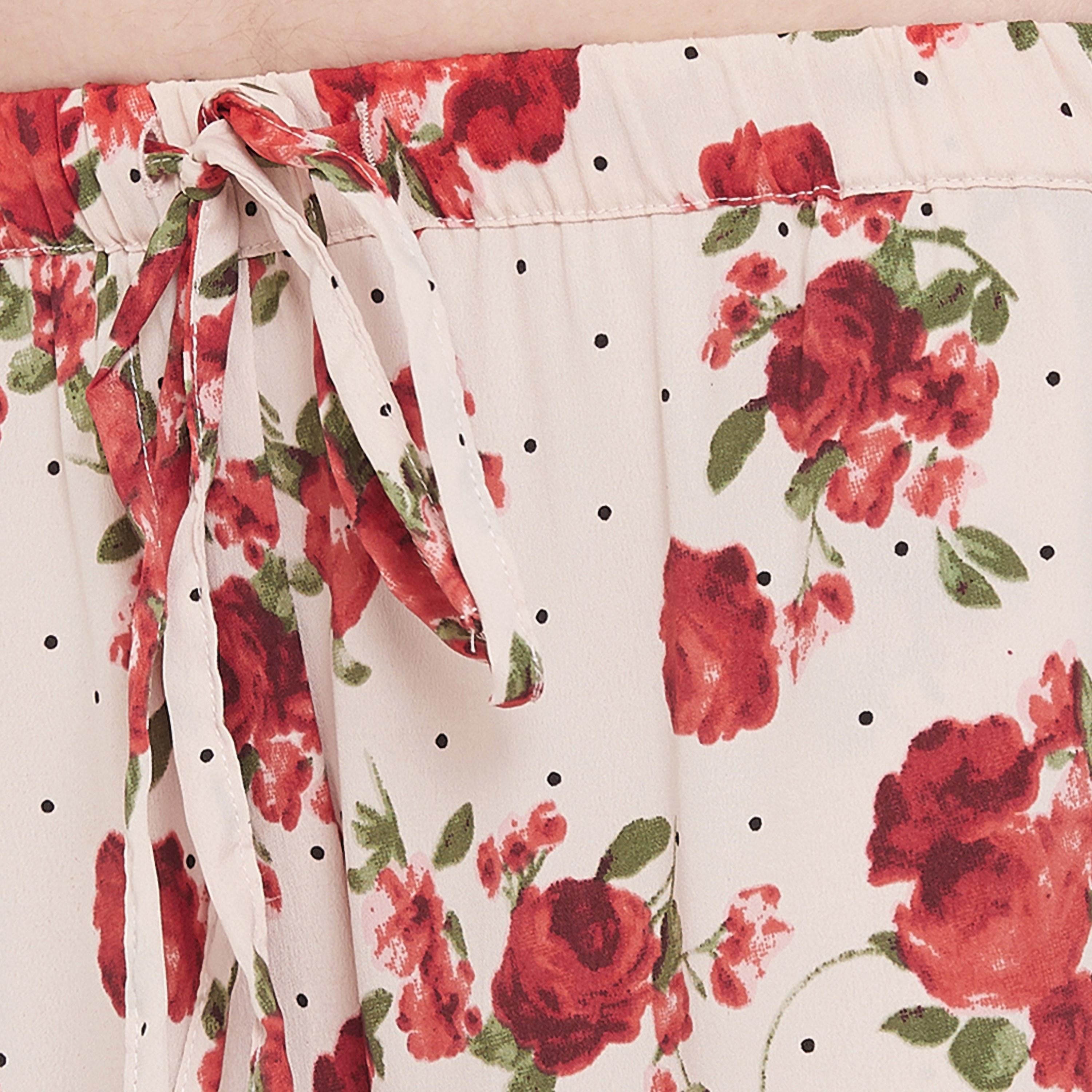 كلوفيا بريتي فلورالز بلوزة نسائية وبيجامة بيج - كريب-women-clothing-nightwear-pyjamas-longsets-image-6