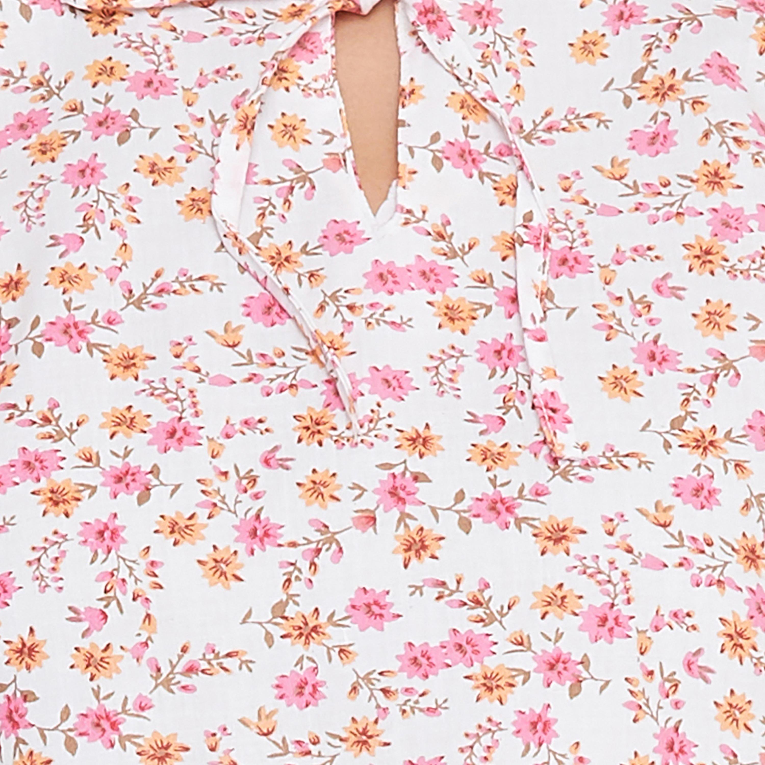 Clovia Set of Floral Keyhole Neck Top with Cropped Pyjama-women-clothing-nightwear-pyjamas-longsets-image-4