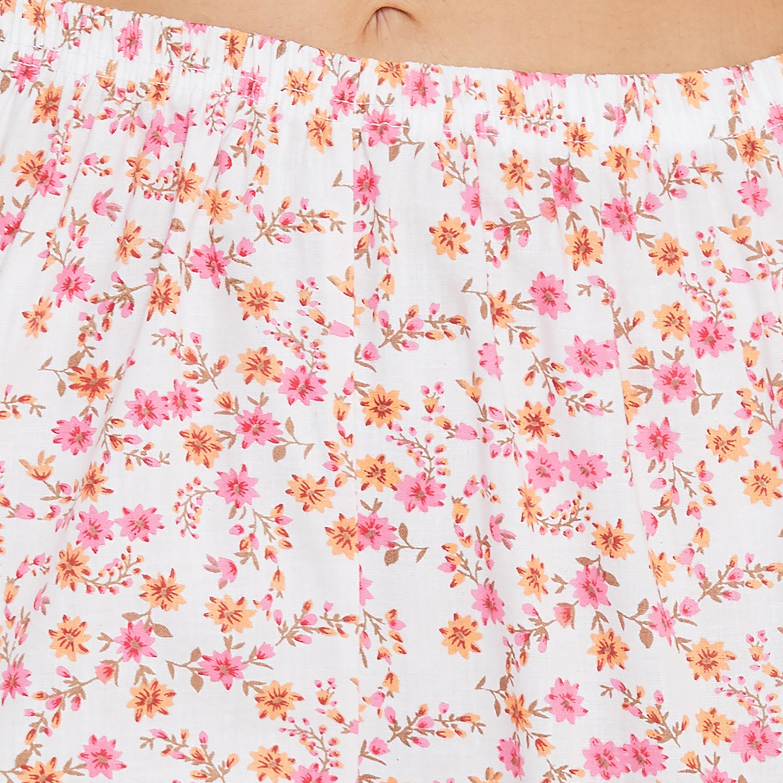 Clovia Set of Floral Keyhole Neck Top with Cropped Pyjama-women-clothing-nightwear-pyjamas-longsets-image-5