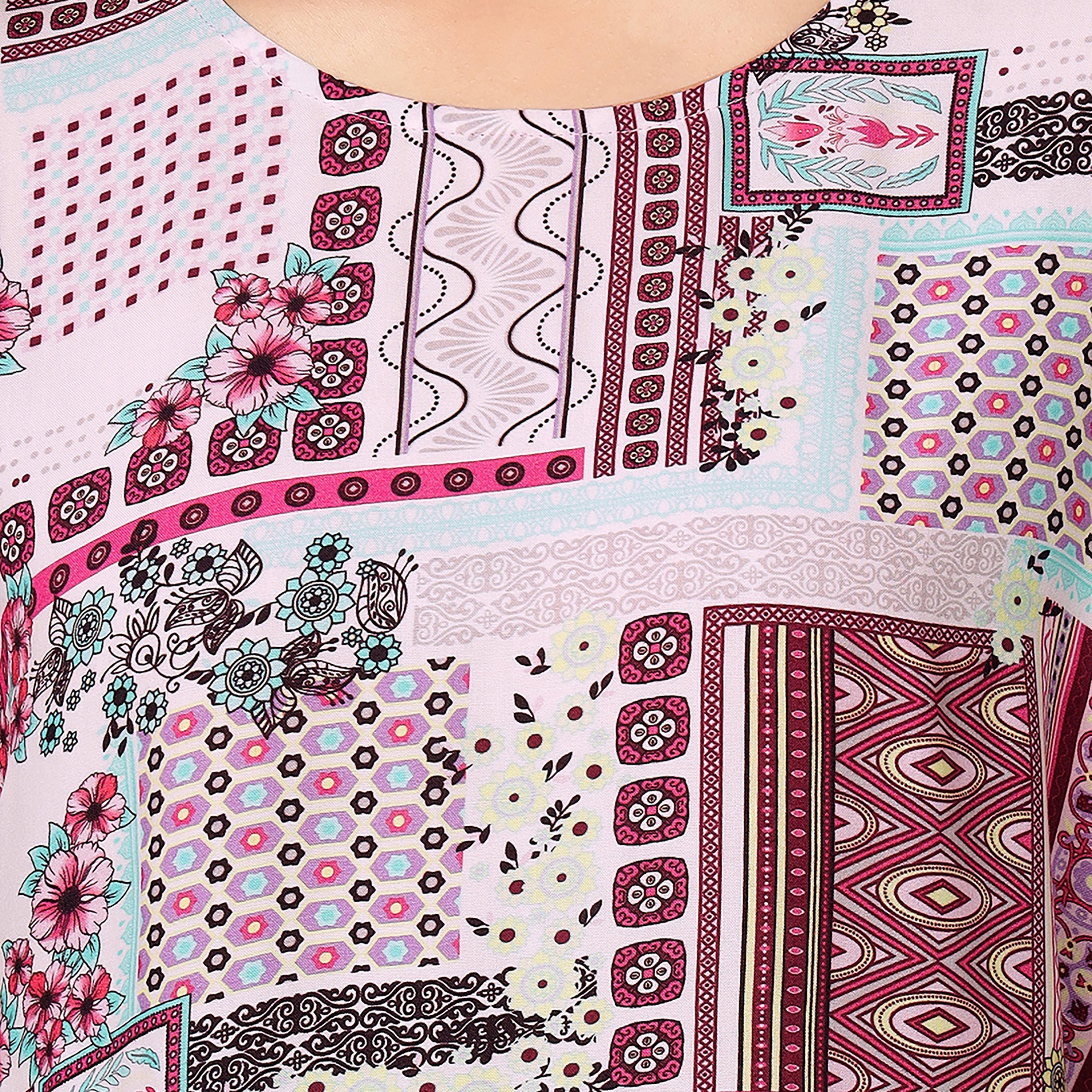 طقم توب وشورت بطبعة - ريون متعدد الألوان من كلوفيا-women-clothing-nightwear-pyjamas-shortsets-image-2