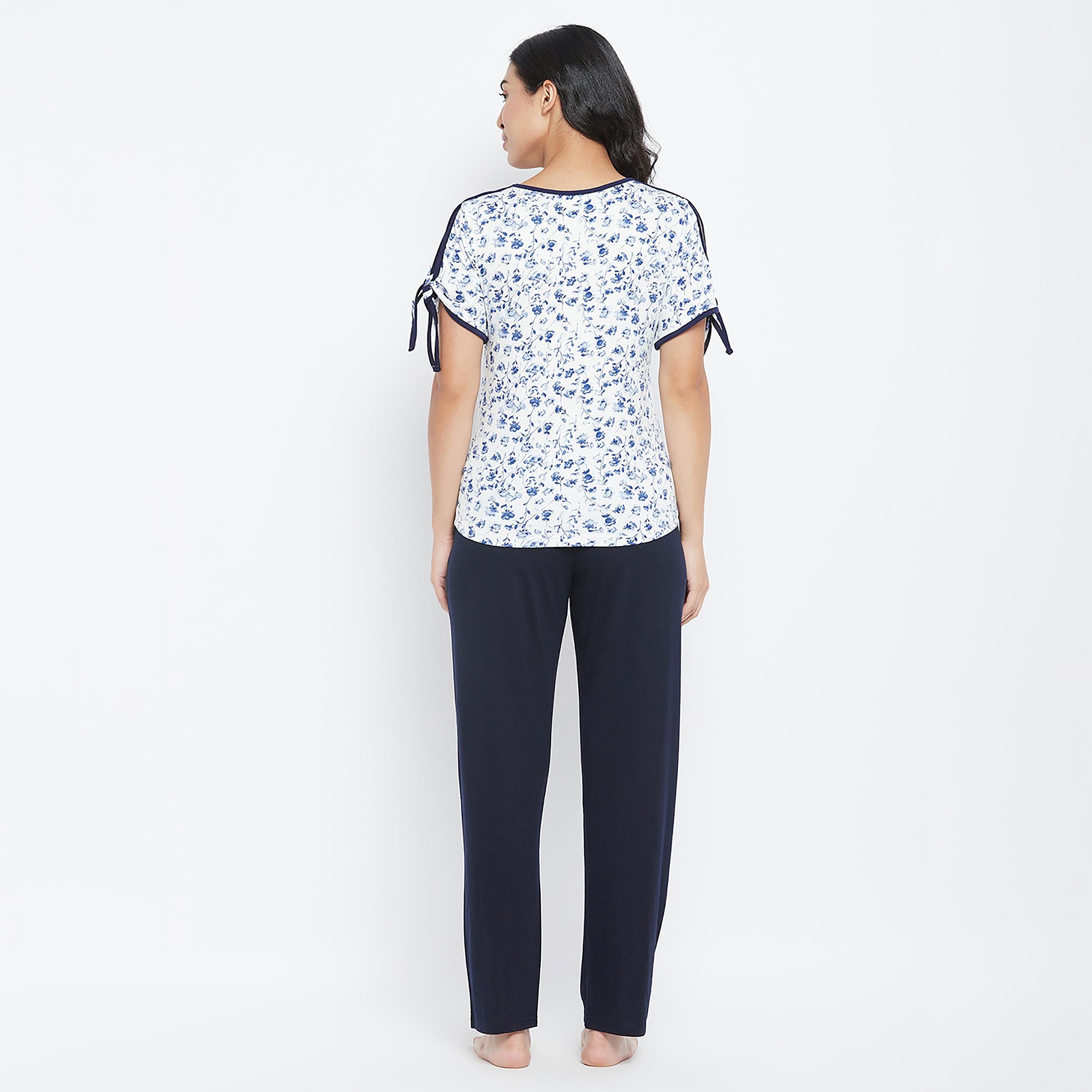 Clovia Set of Floral Round Neck Top with Pyjama-women-clothing-nightwear-pyjamas-longsets-image-6