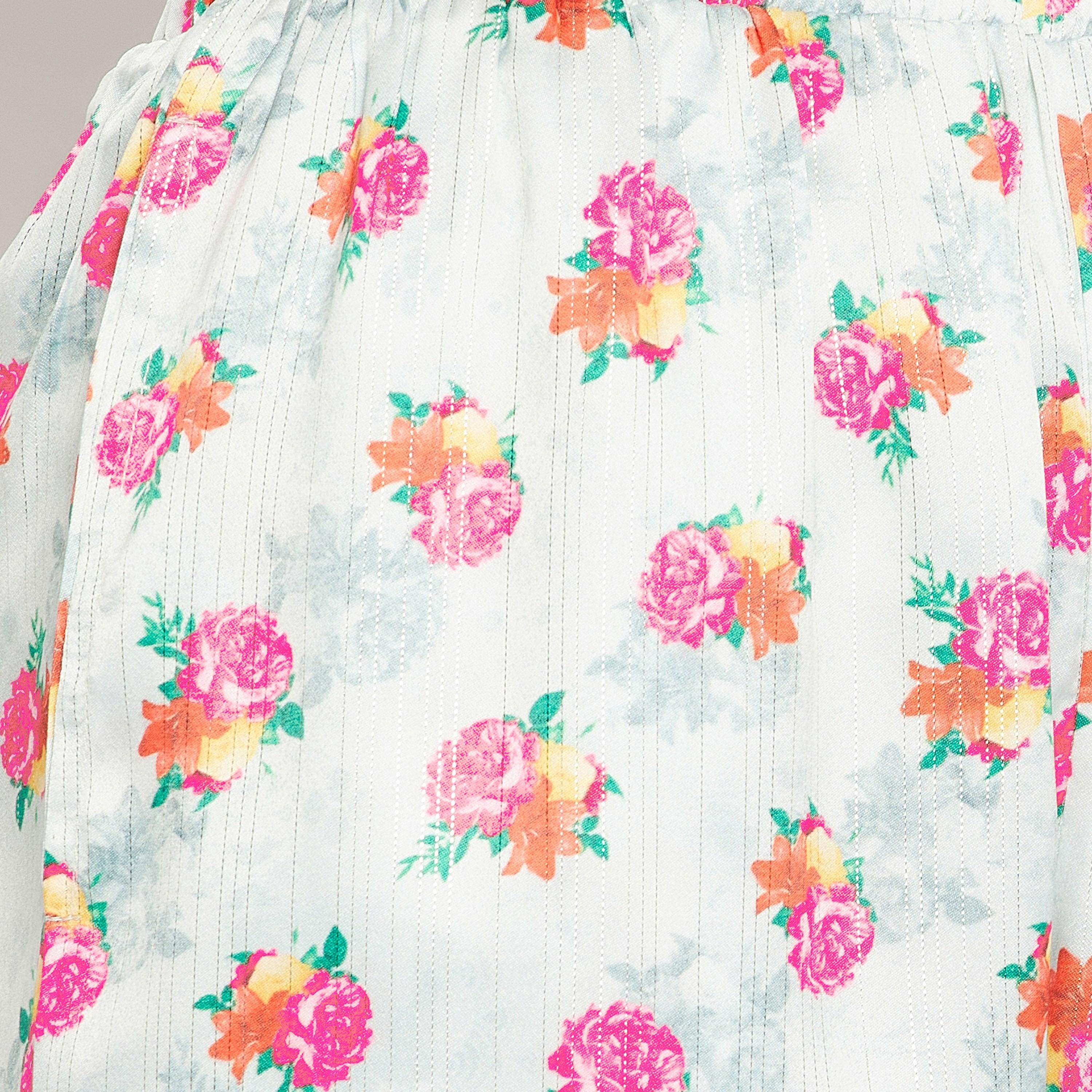 Clovia Pretty Florals Button Down Women's Shirt & Pyjama Set in Light Grey - Satin-women-clothing-nightwear-pyjamas-longsets-image-7